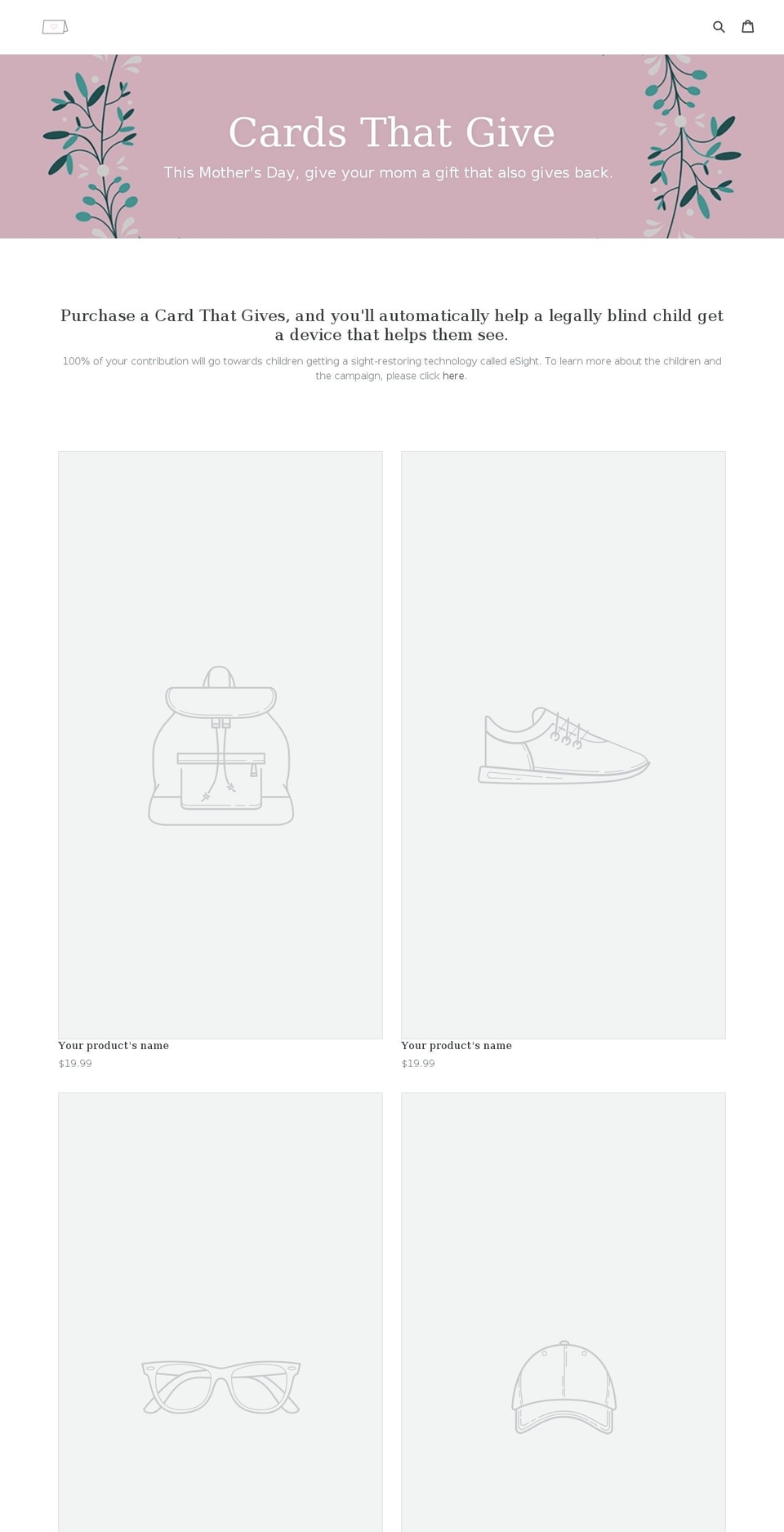 cardsthatgive.net shopify website screenshot