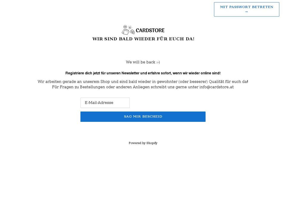 cardstore.at shopify website screenshot