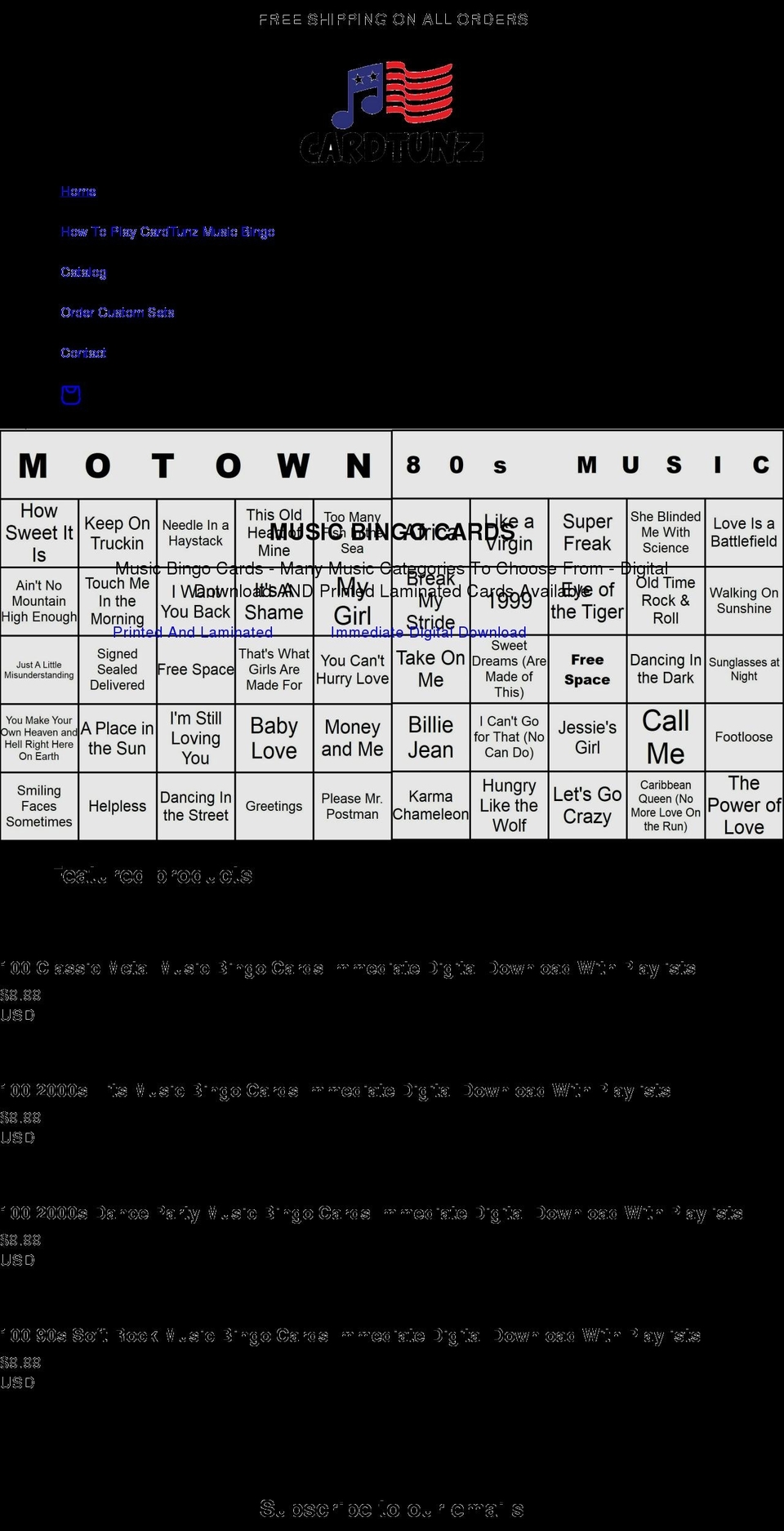 cardtunz.com shopify website screenshot