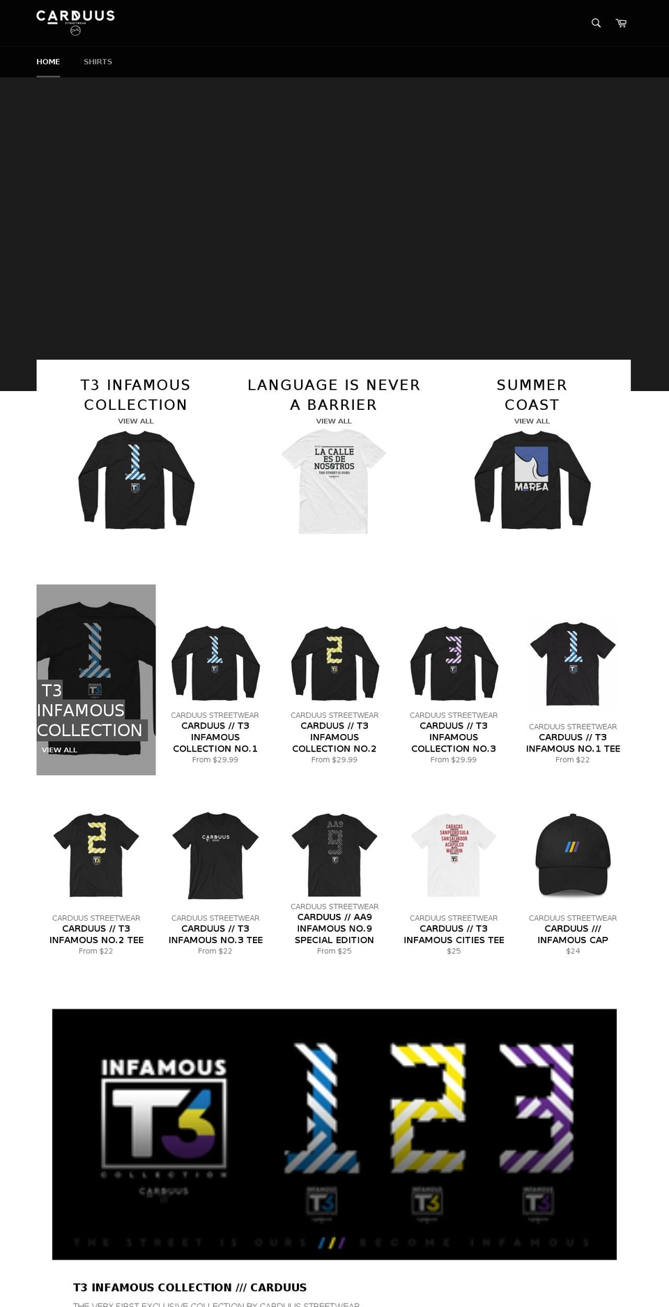 carduusstreetwear.com — Shopify storefront screenshot