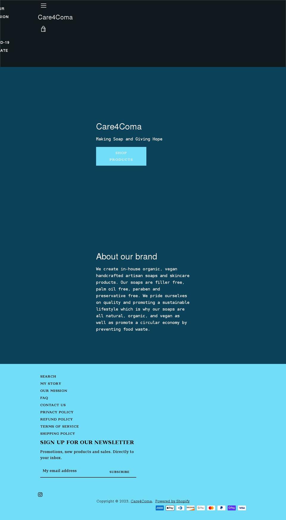 care4coma.com shopify website screenshot