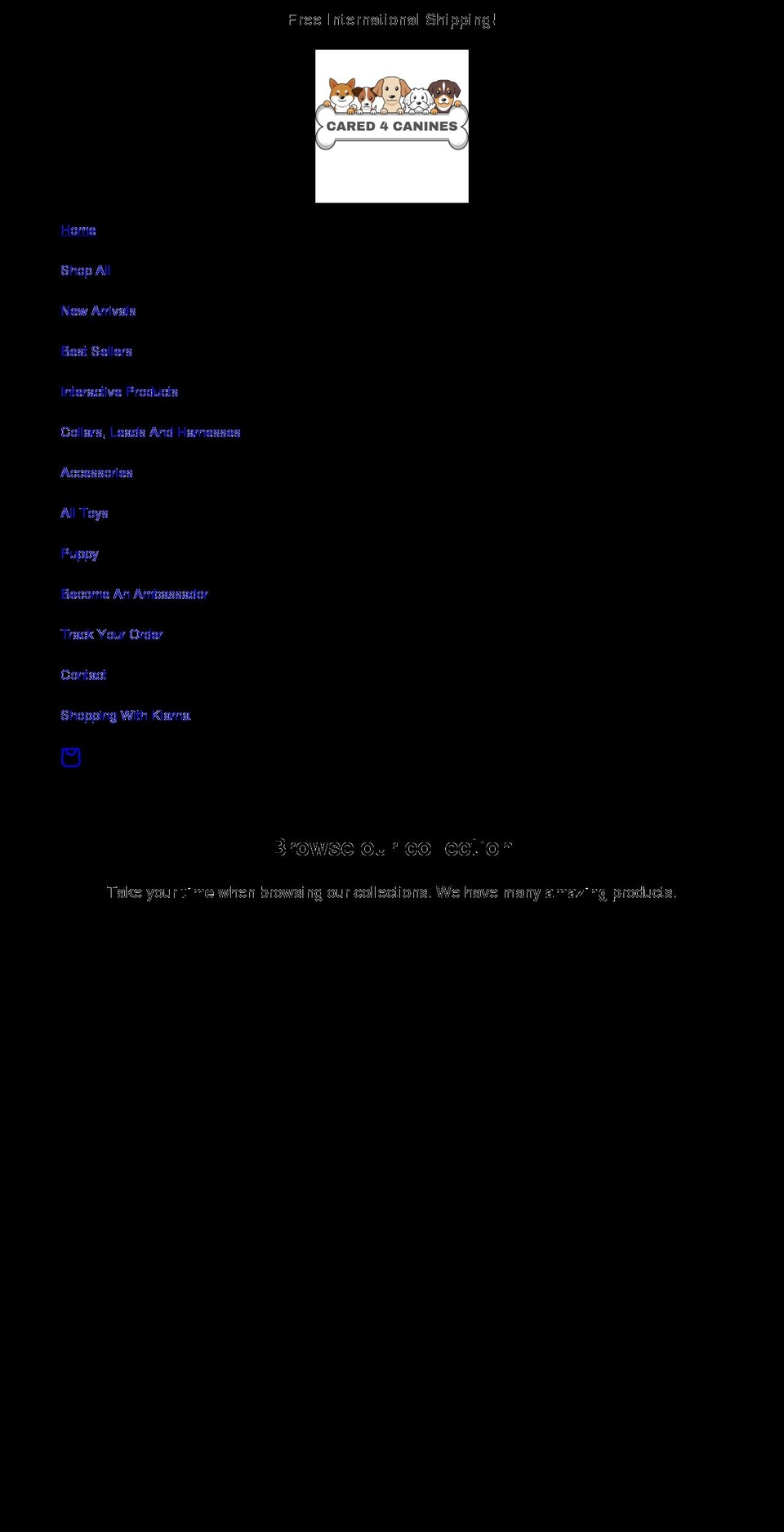 cared4canines.com shopify website screenshot