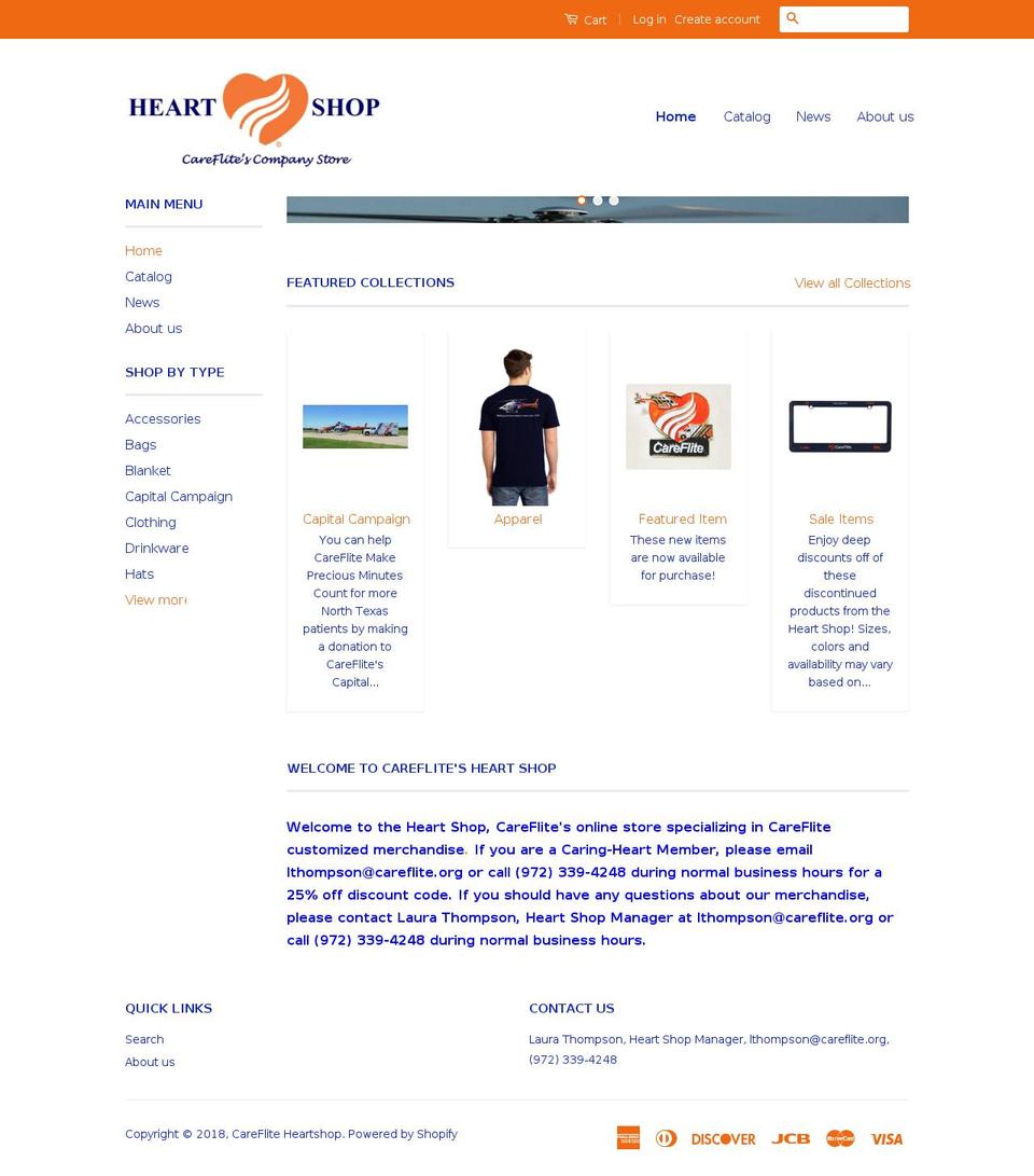 carefliteheartshop.org shopify website screenshot