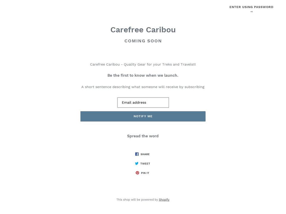 carefreecaribou.com — Shopify storefront screenshot