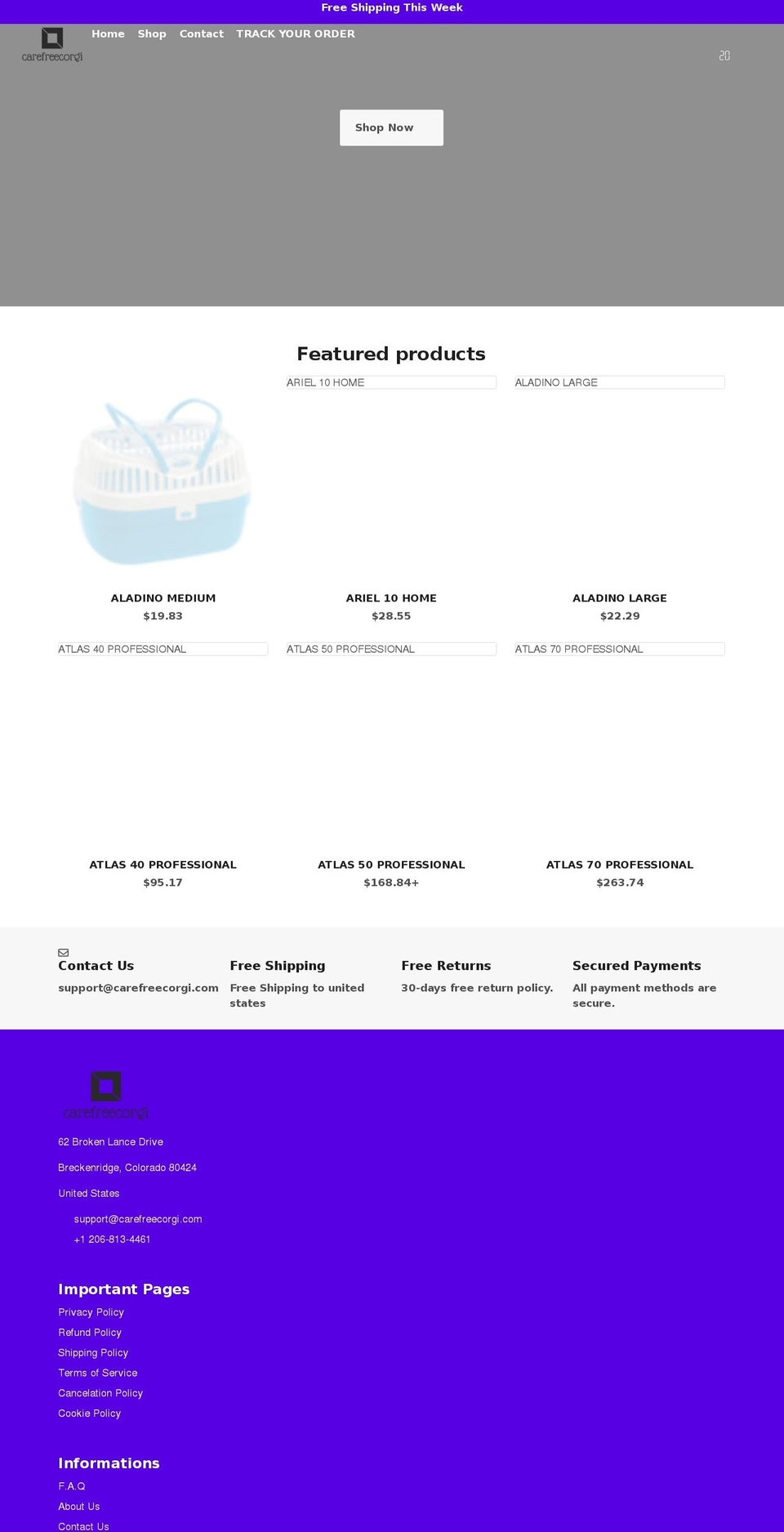 carefreecorgi.com shopify website screenshot