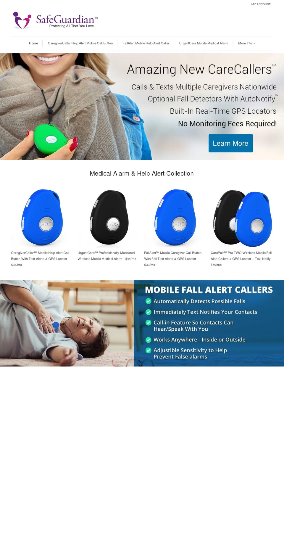 caregivercaller.com — Shopify storefront screenshot