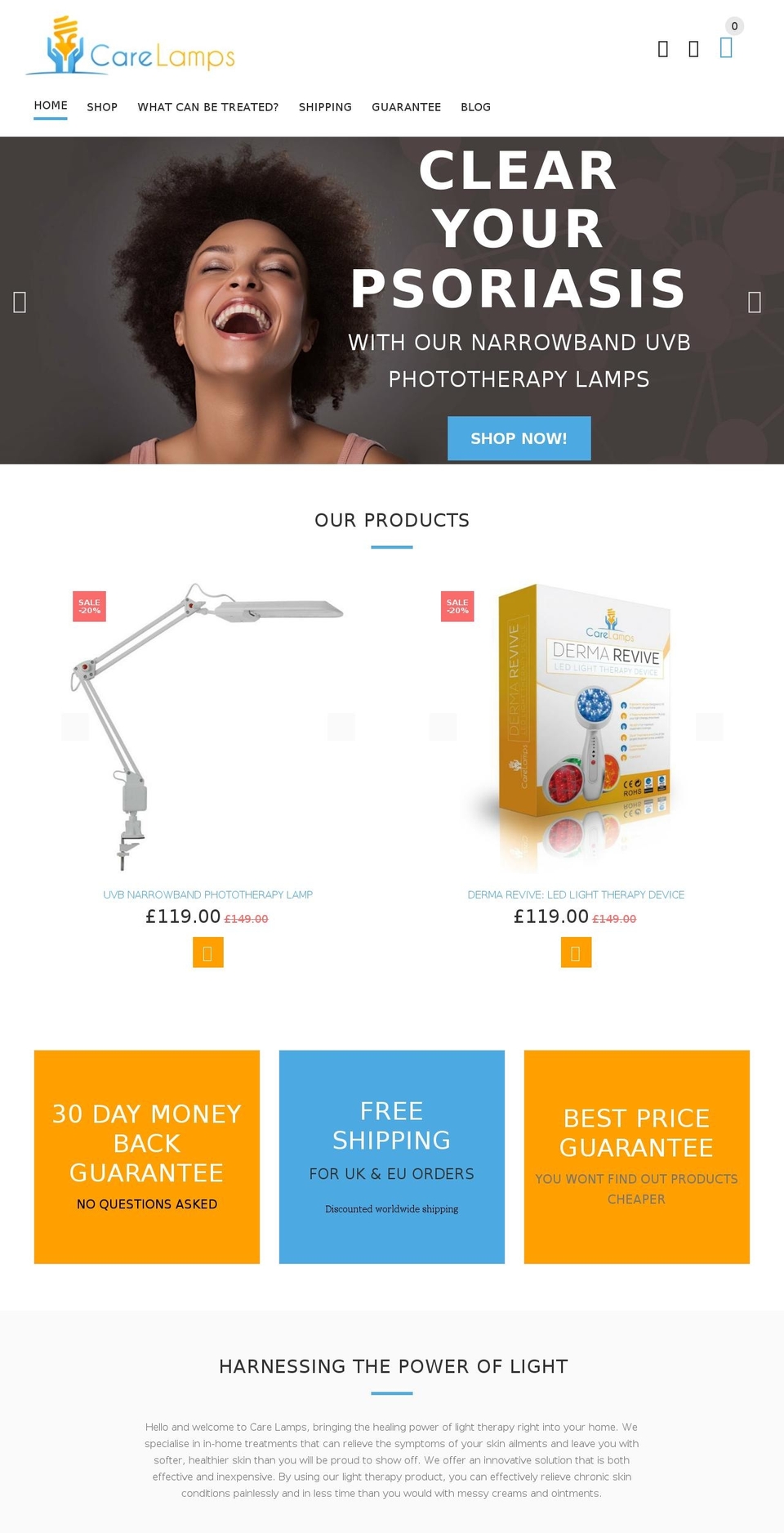 carelamps.com shopify website screenshot