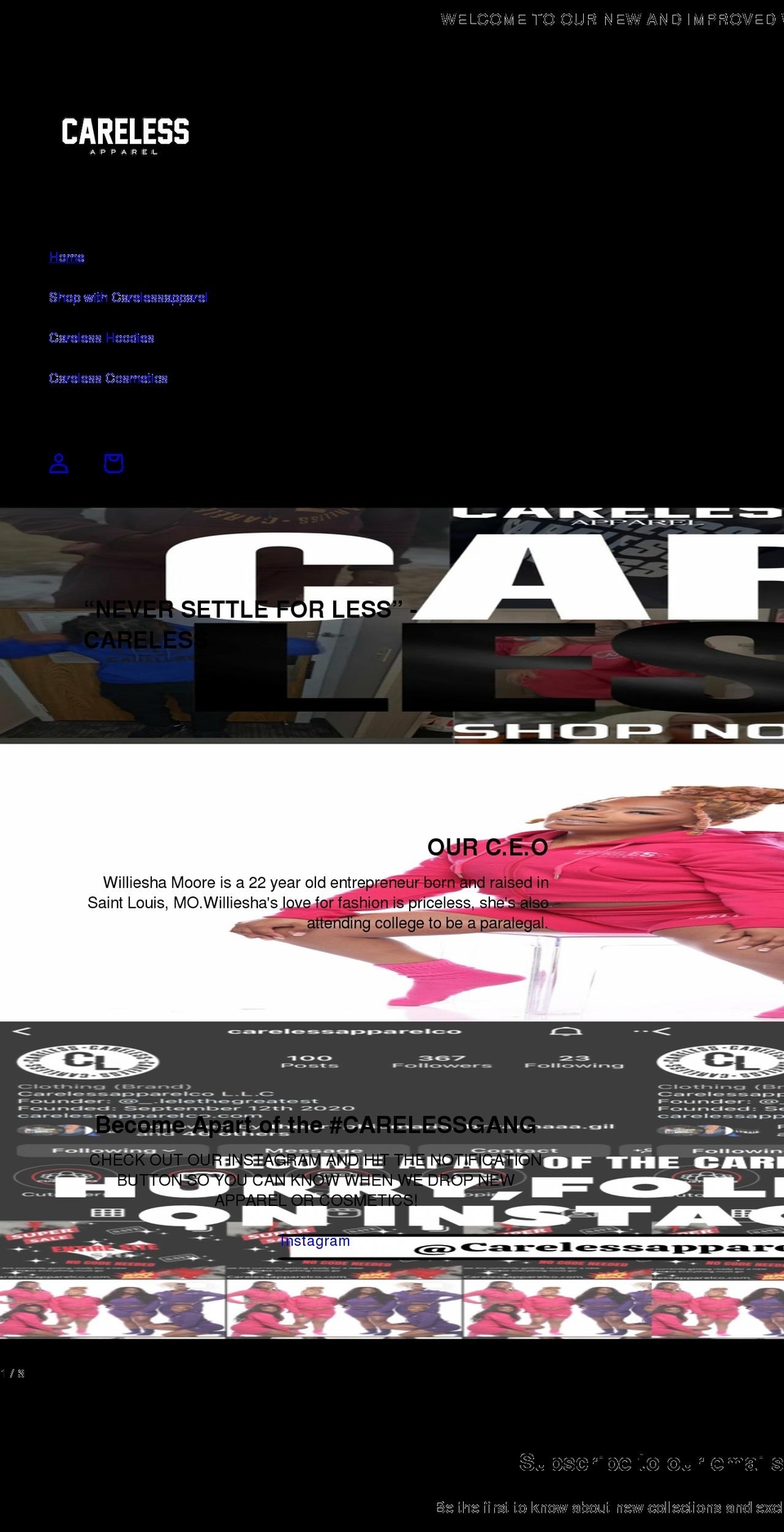 carelessapparelco.com shopify website screenshot