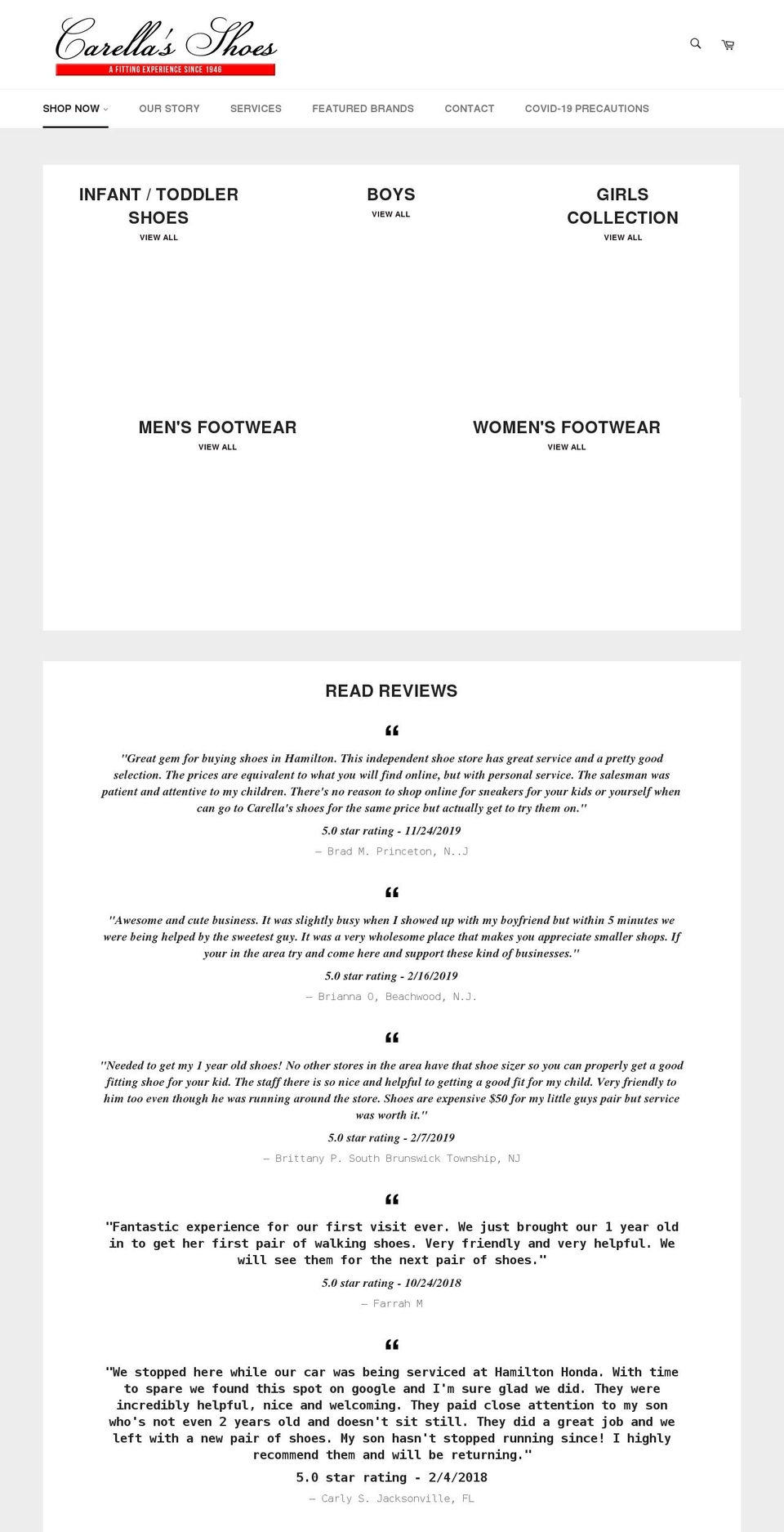 carella-s-shoes.myshopify.com shopify website screenshot