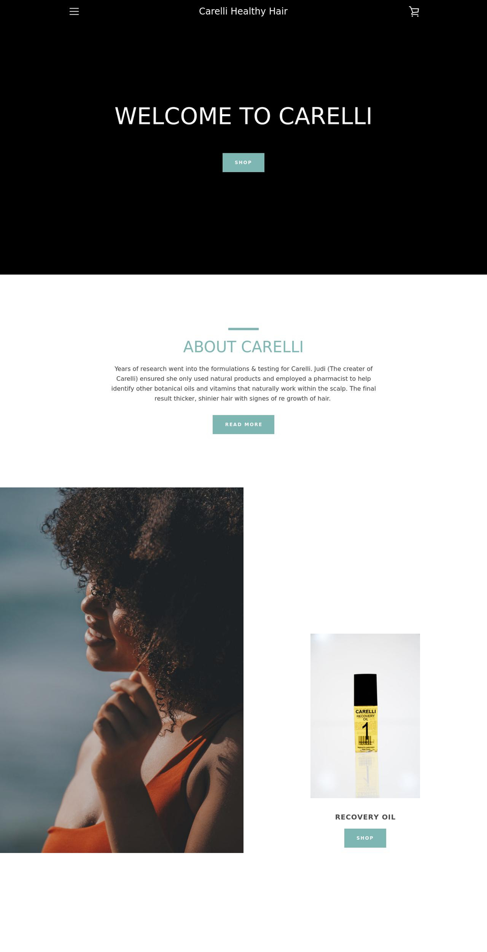 carellihealthyhair.com shopify website screenshot