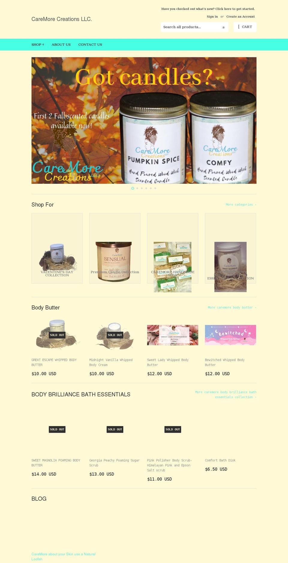 caremorecreations.com shopify website screenshot