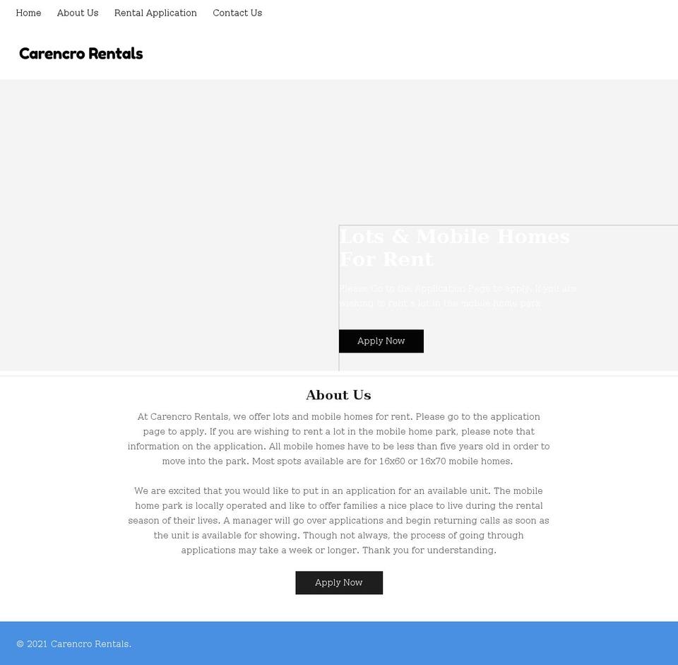 carencrorentals.com shopify website screenshot