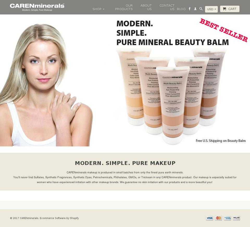 carenminerals.com shopify website screenshot