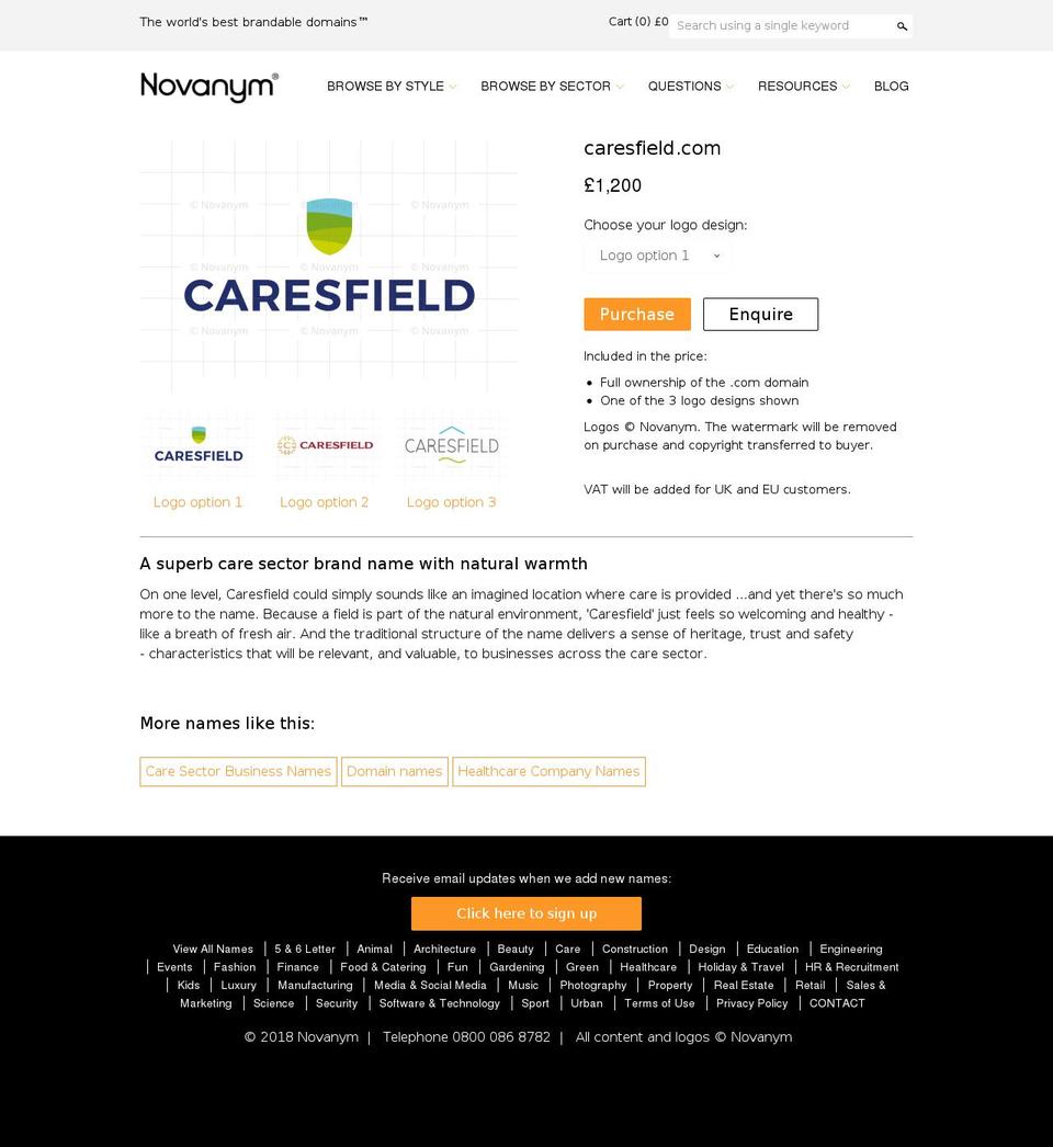 caresfield.com — Shopify storefront screenshot