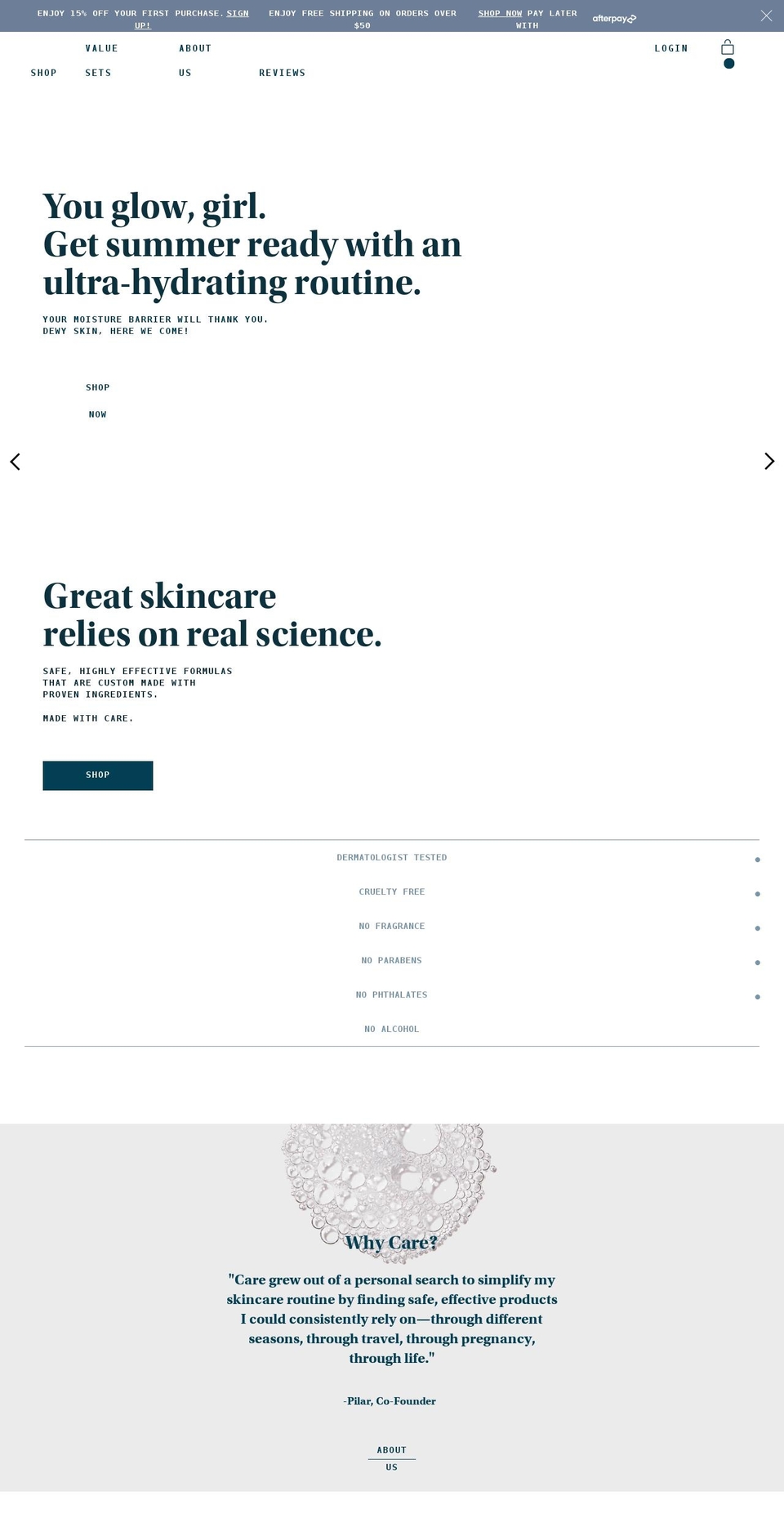 careskincare.com shopify website screenshot