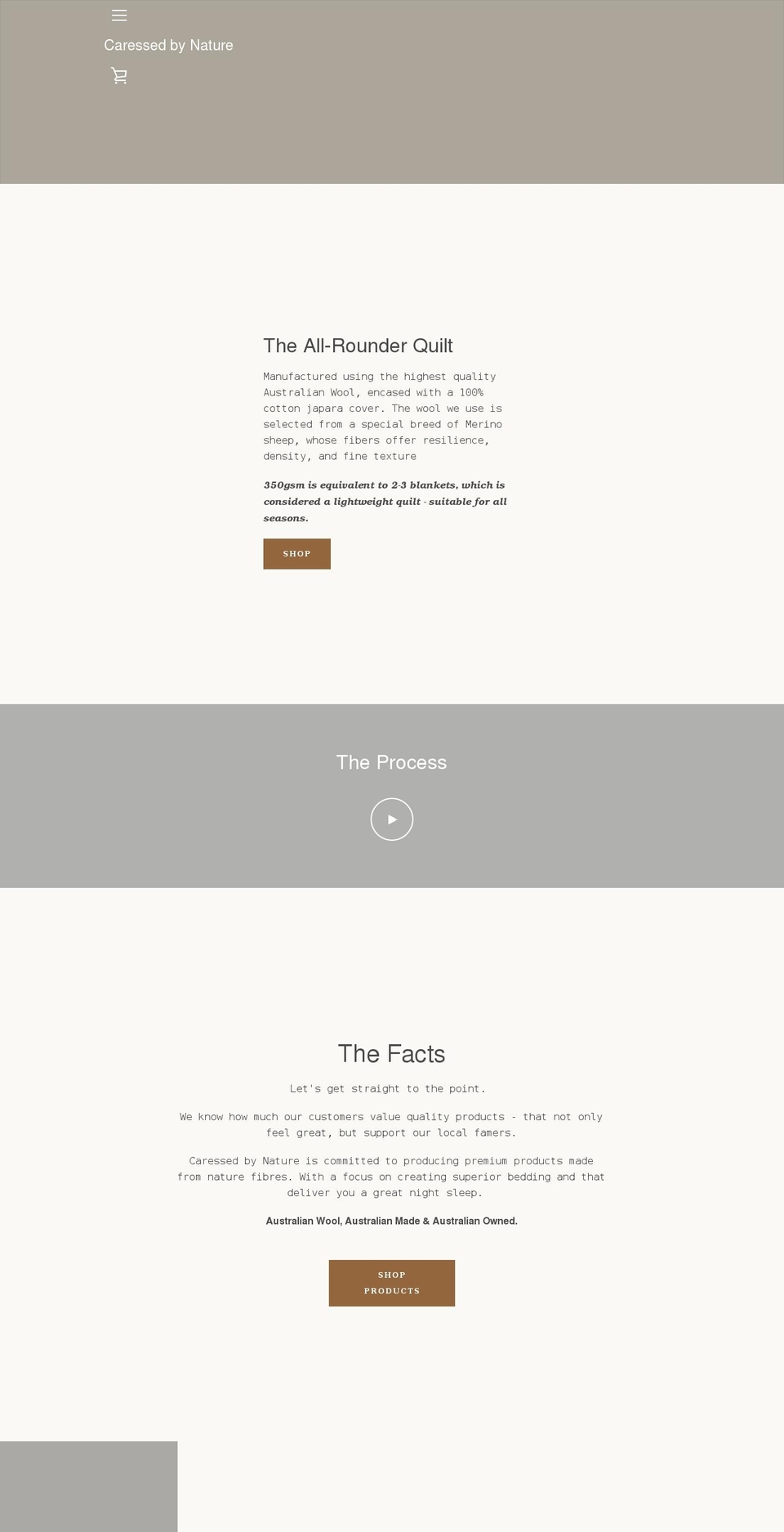 caressedbynature.com.au shopify website screenshot