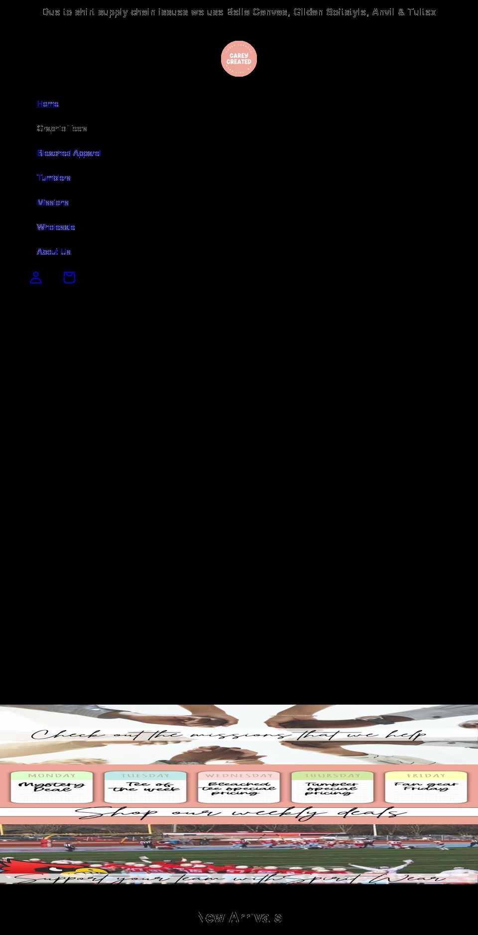 careycreated.com shopify website screenshot