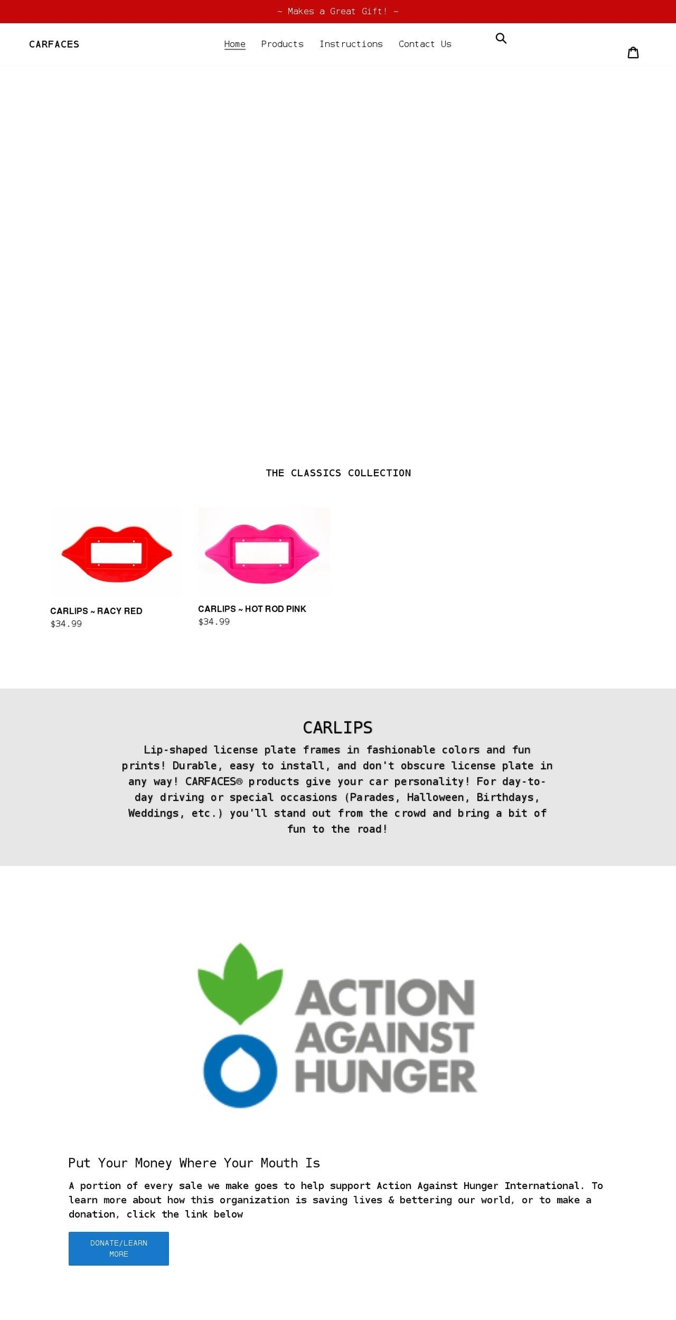 carfaces.com shopify website screenshot