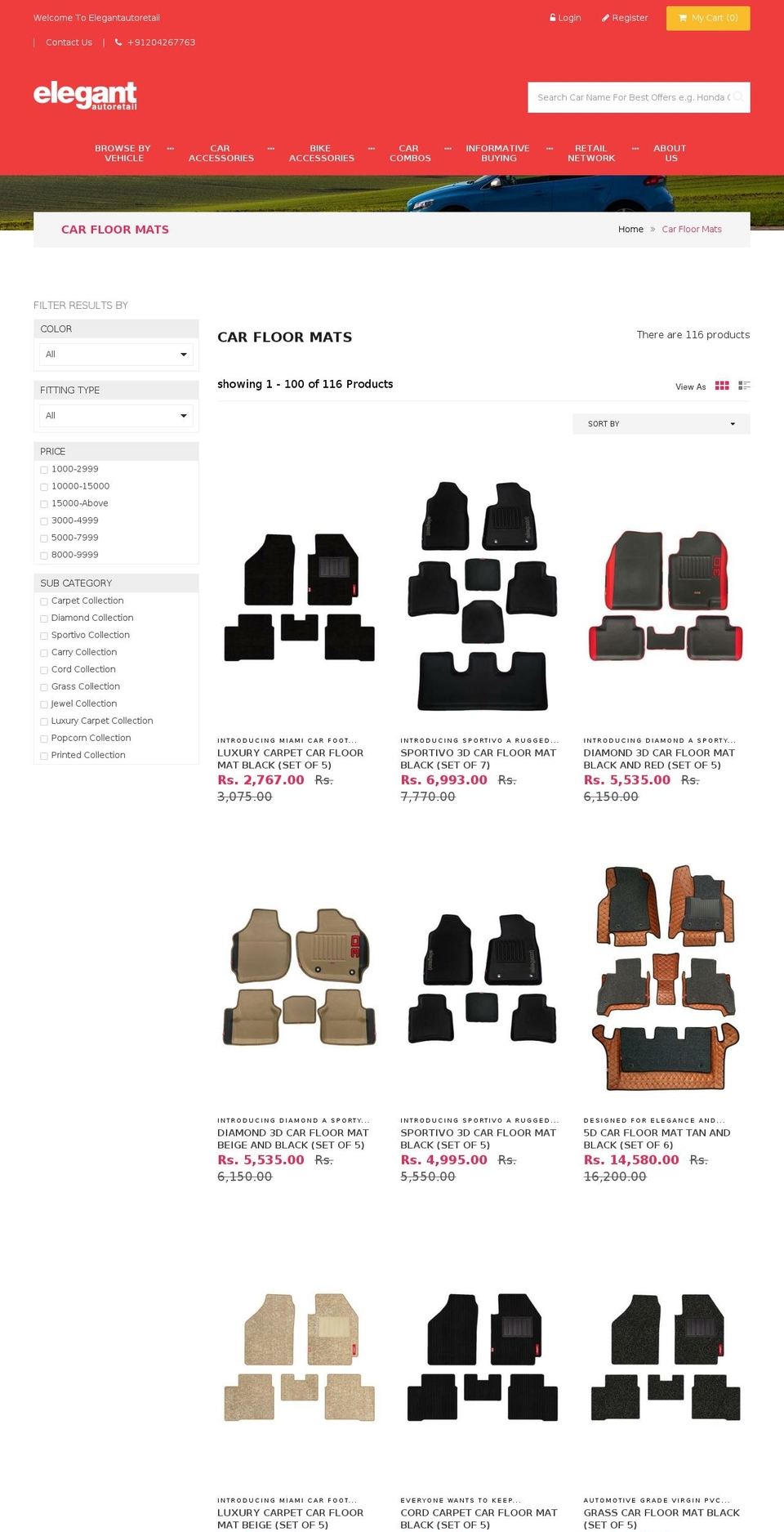 carfloormats.in shopify website screenshot