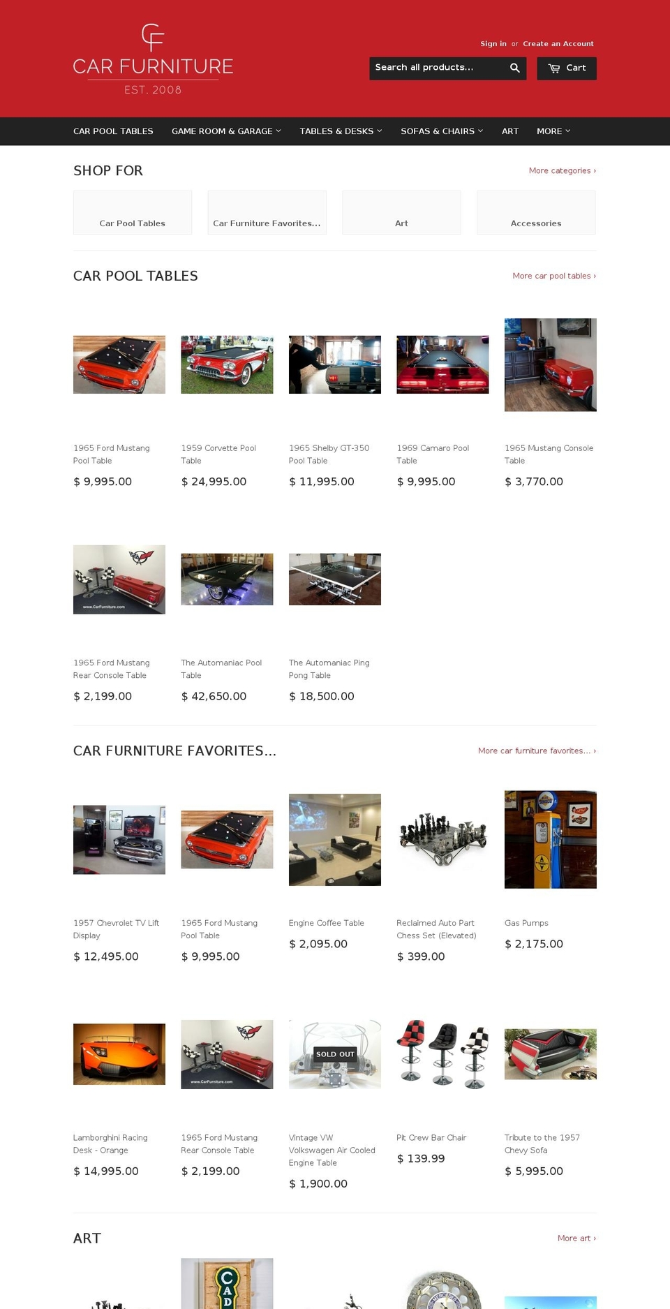 carfurniture.com shopify website screenshot