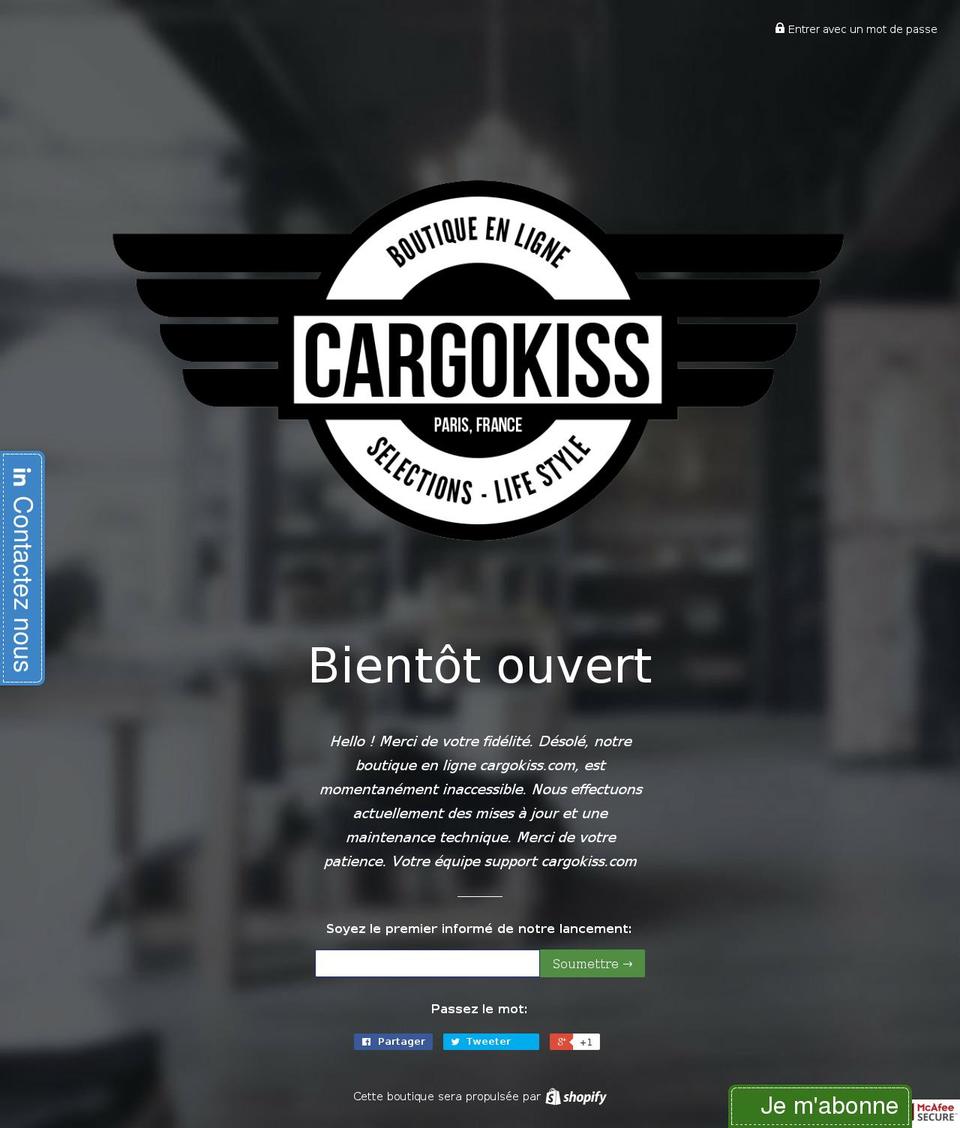 template-shopiflight-0911 Shopify theme site example cargokiss.com