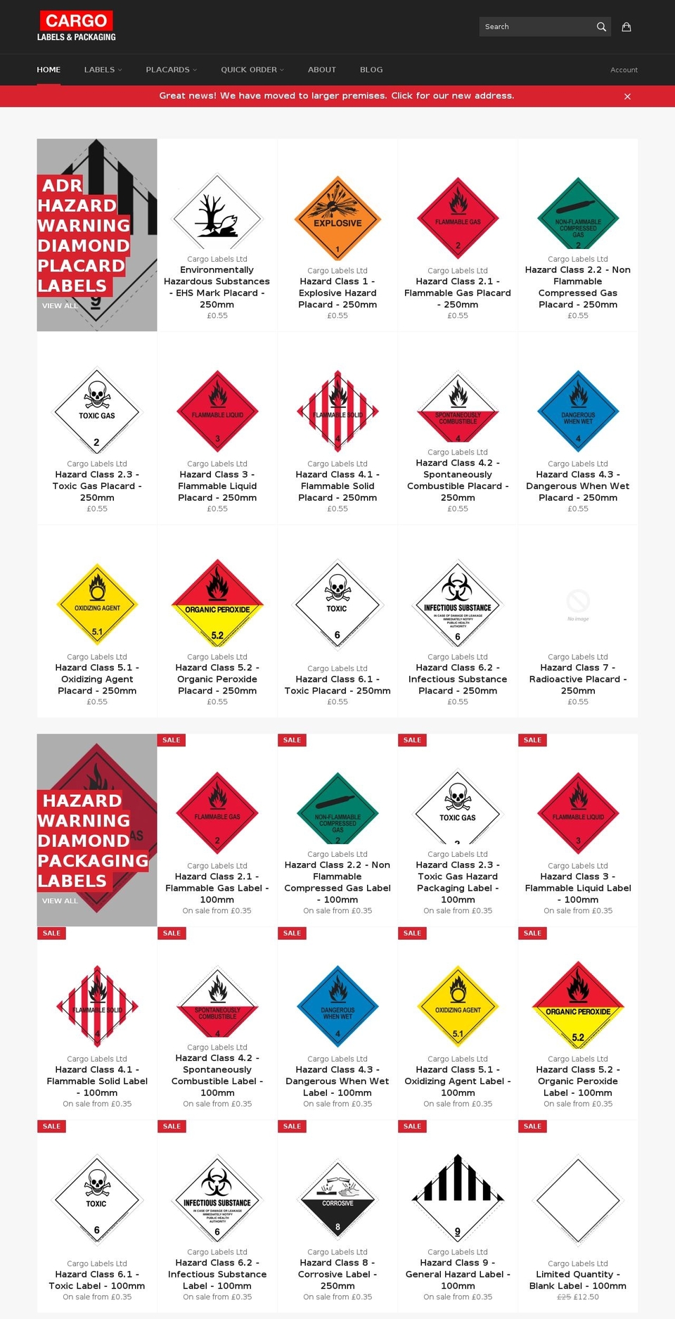 Cargo Labels - Hazard Warning Diamonds V1 Shopify theme site example cargolabels.net