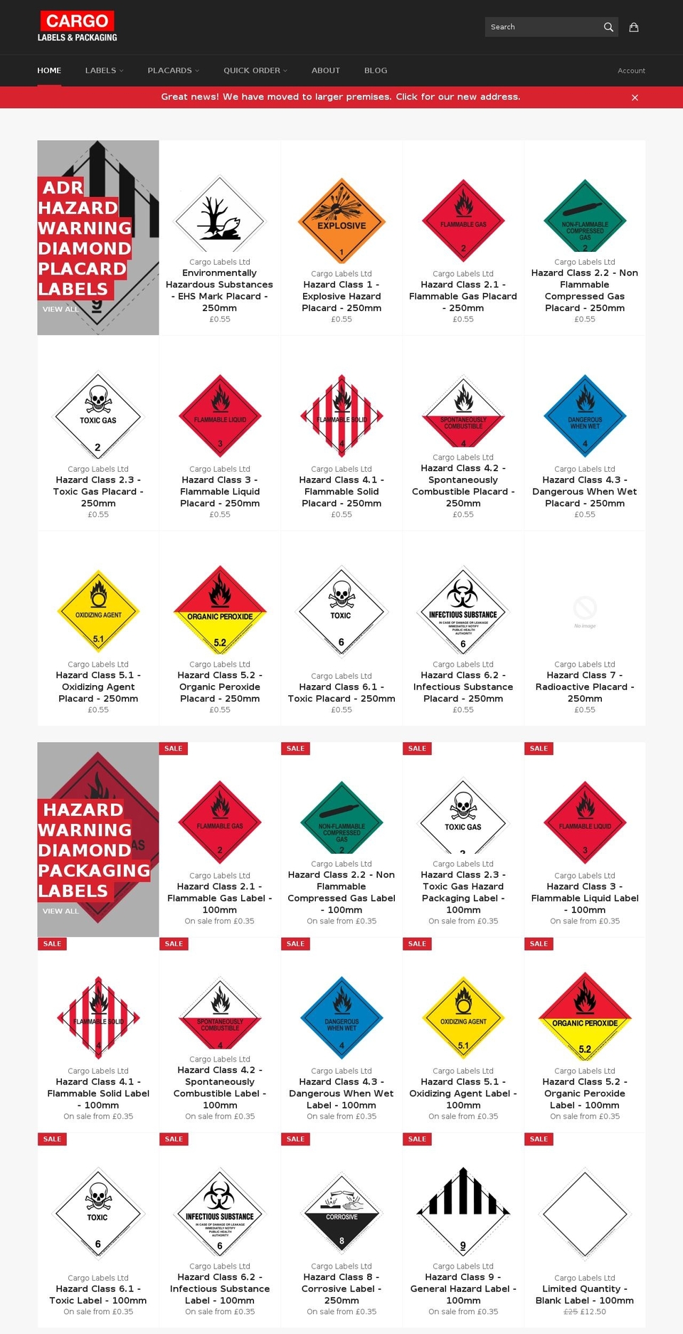 Cargo Labels - Hazard Warning Diamonds V1 Shopify theme site example cargolables.net