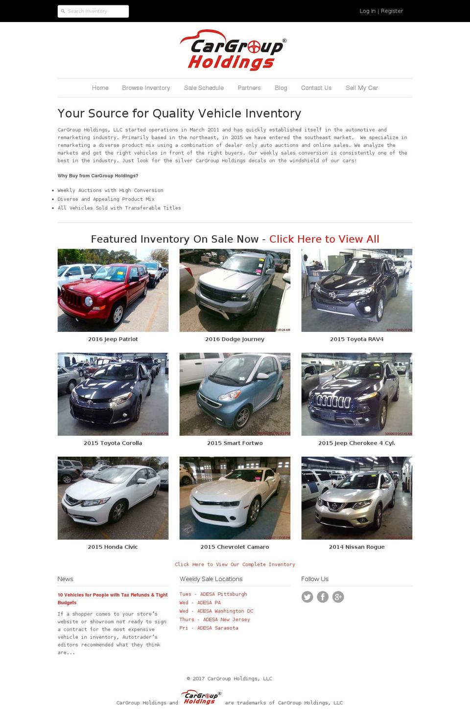 cargroupholdings.com shopify website screenshot