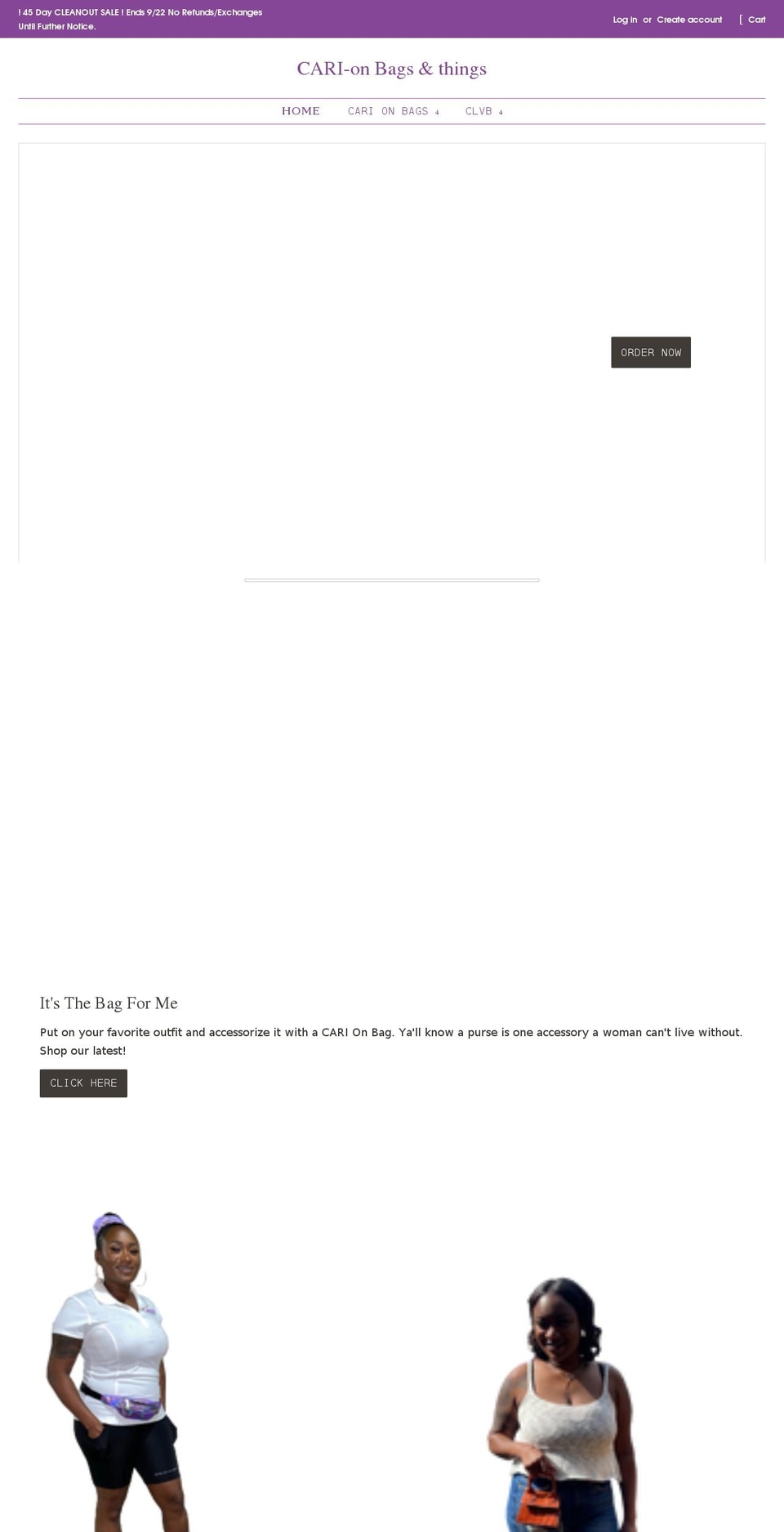 cari-onbags.com shopify website screenshot