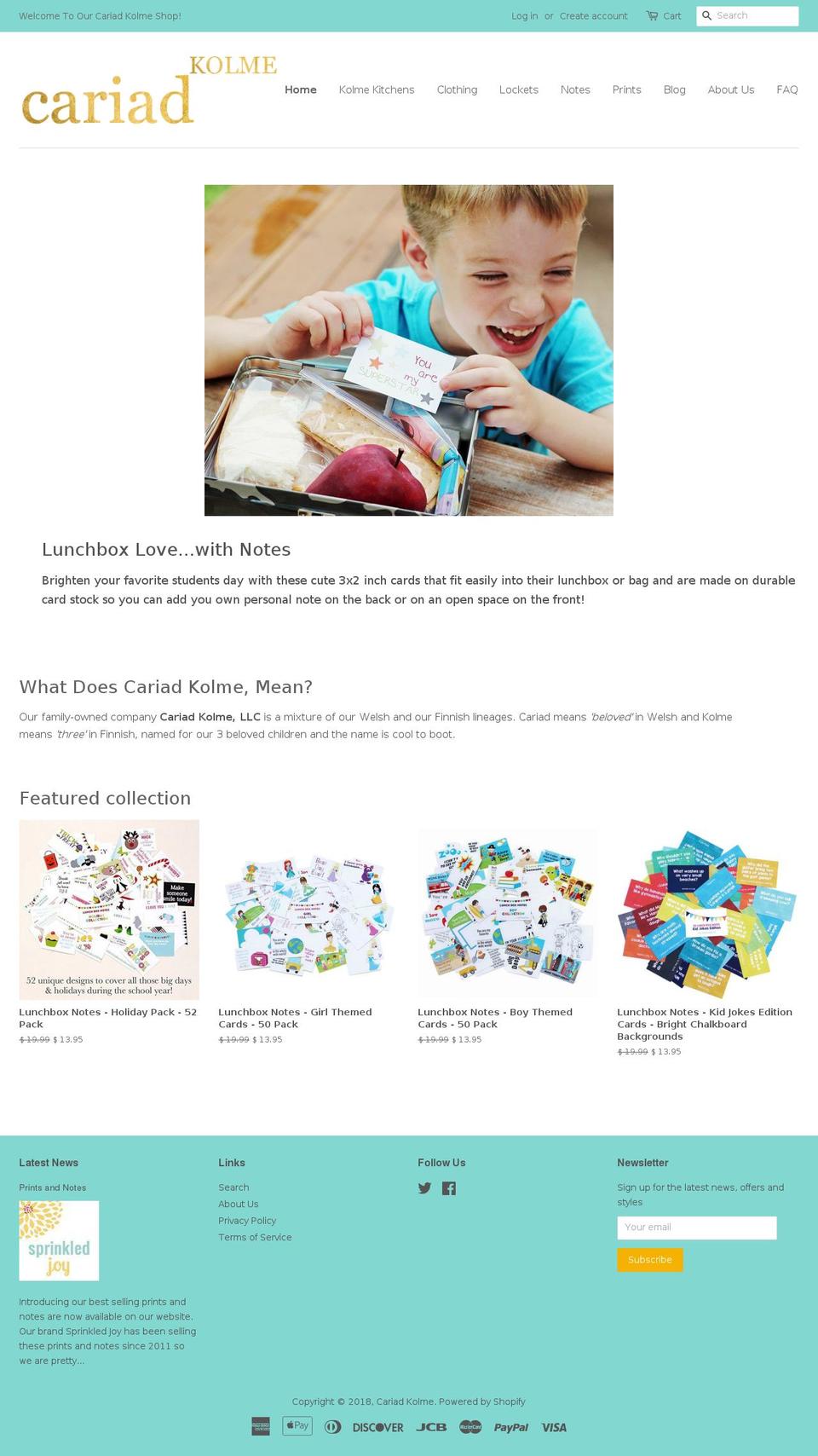 cariadkolme.com shopify website screenshot