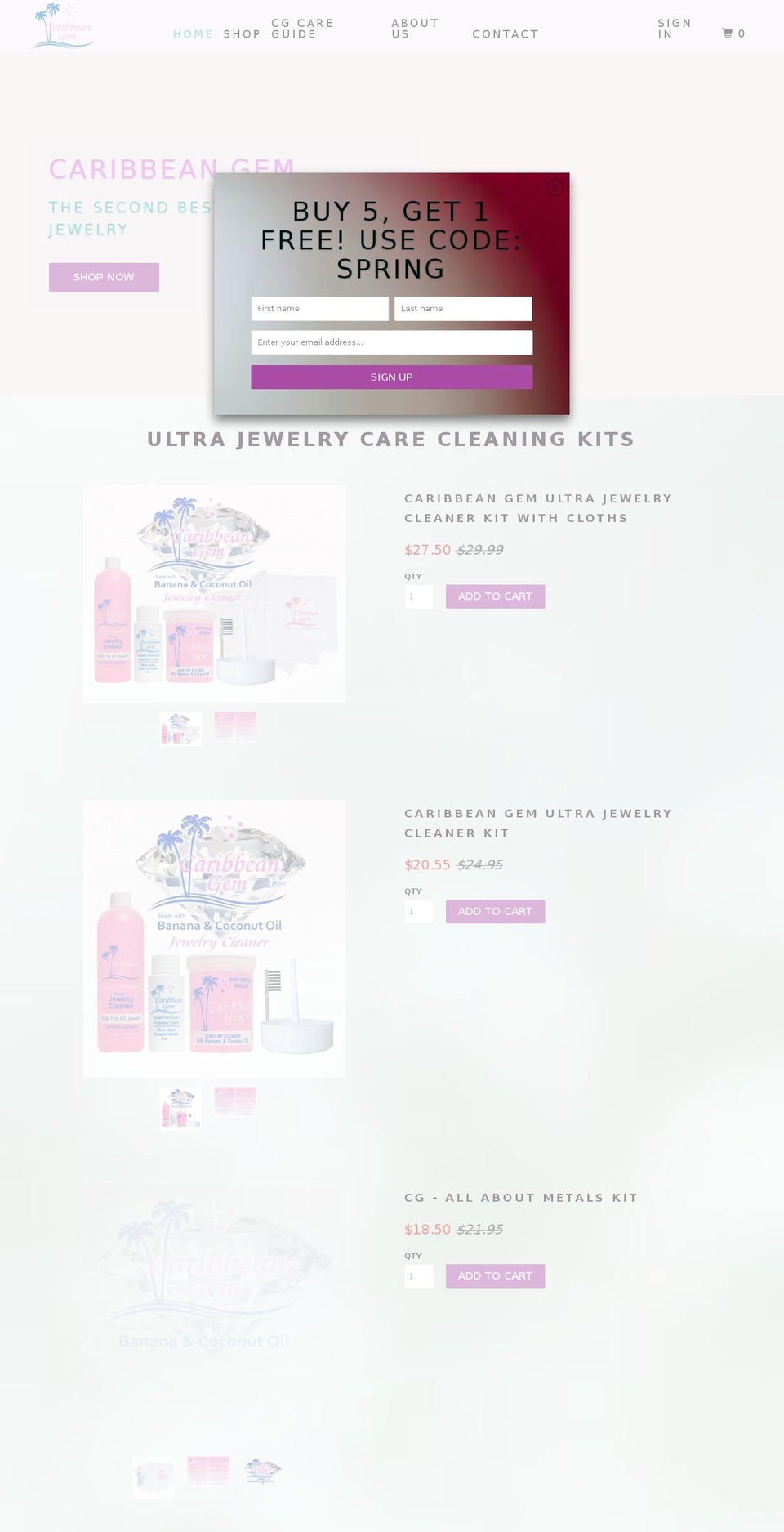 caribbeangem.com shopify website screenshot