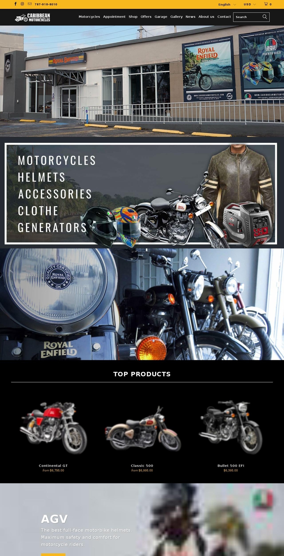 caribbeanmotorcycles.com shopify website screenshot