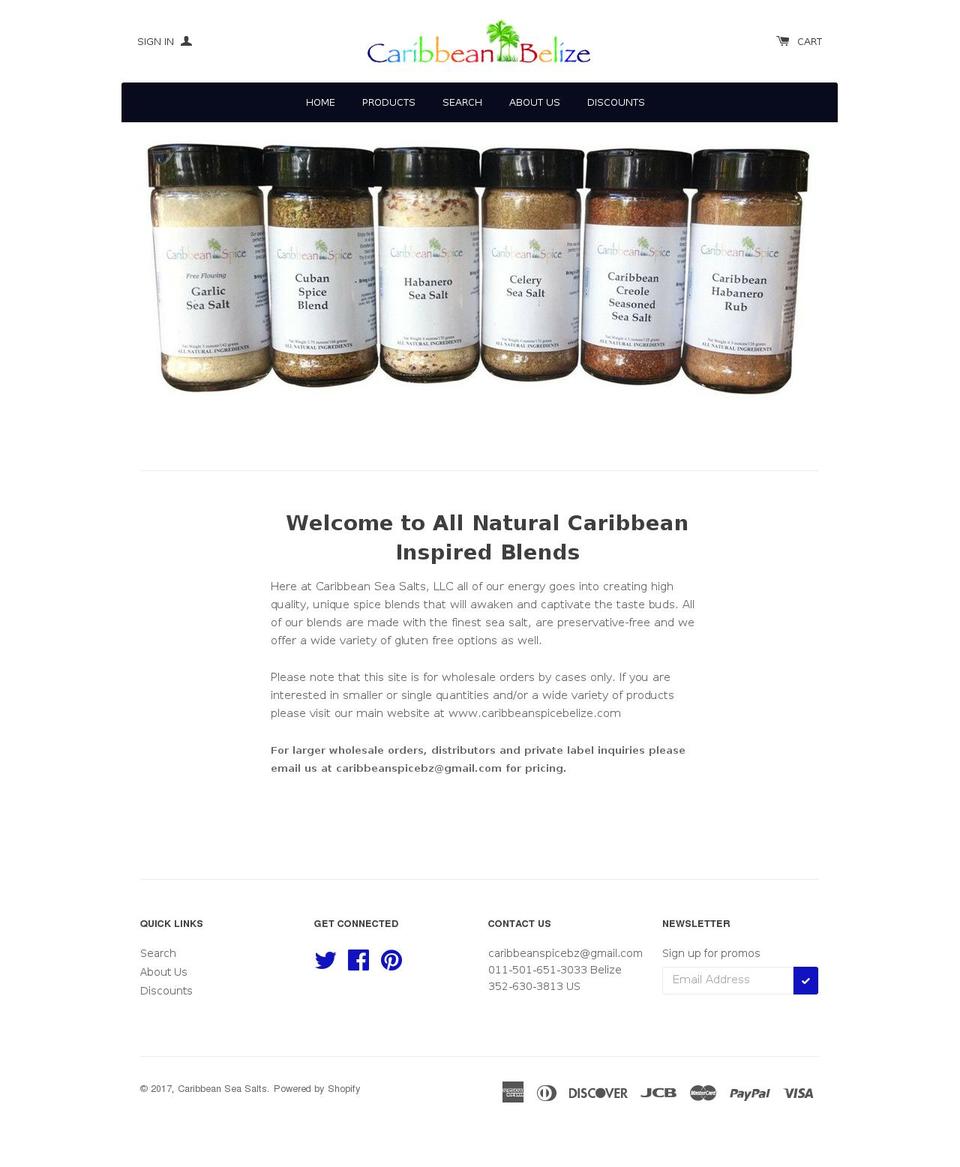 caribbeanseasalts.com shopify website screenshot