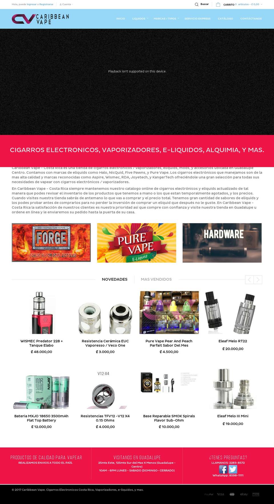 caribbeanvape.com shopify website screenshot