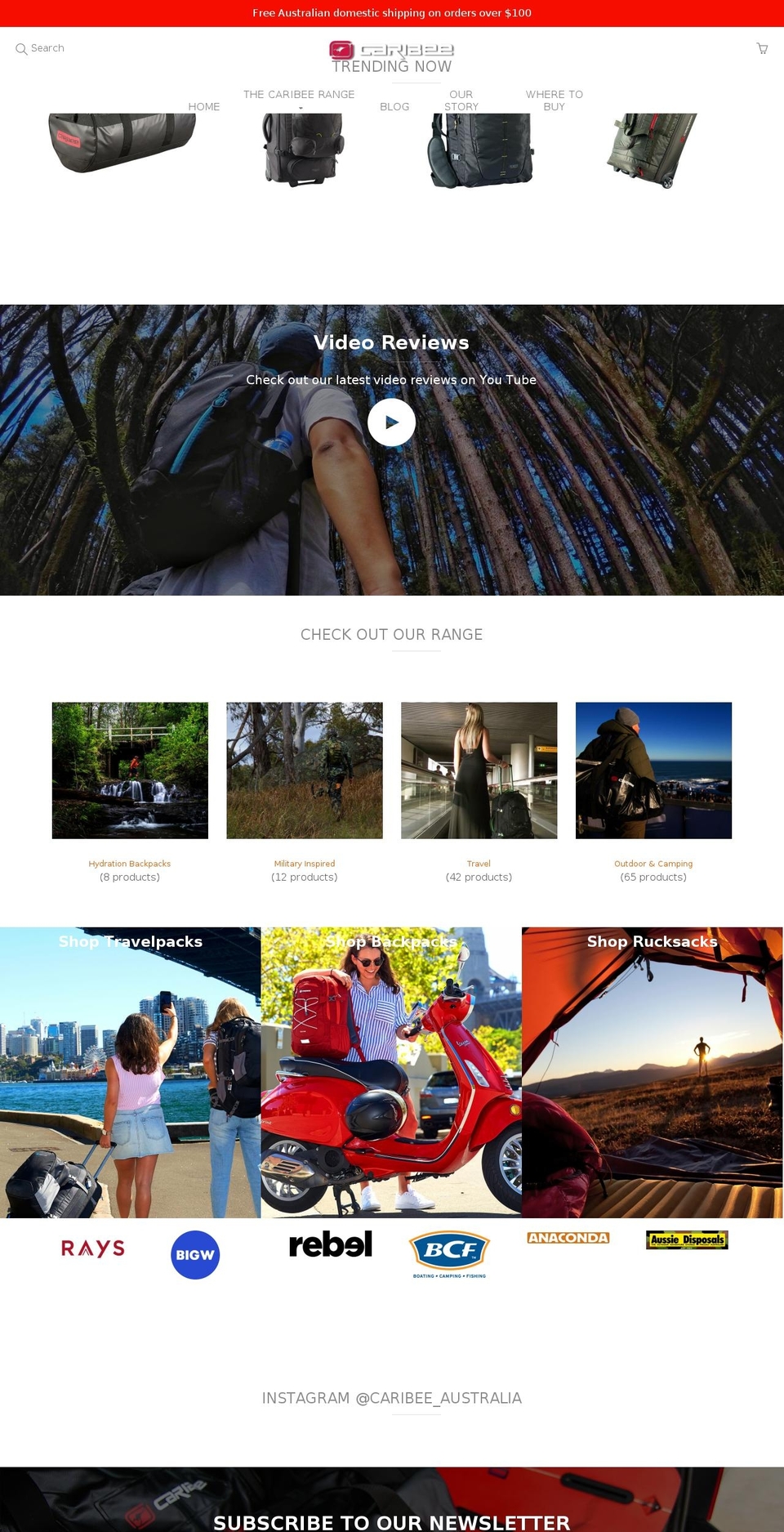 caribee.com.au shopify website screenshot