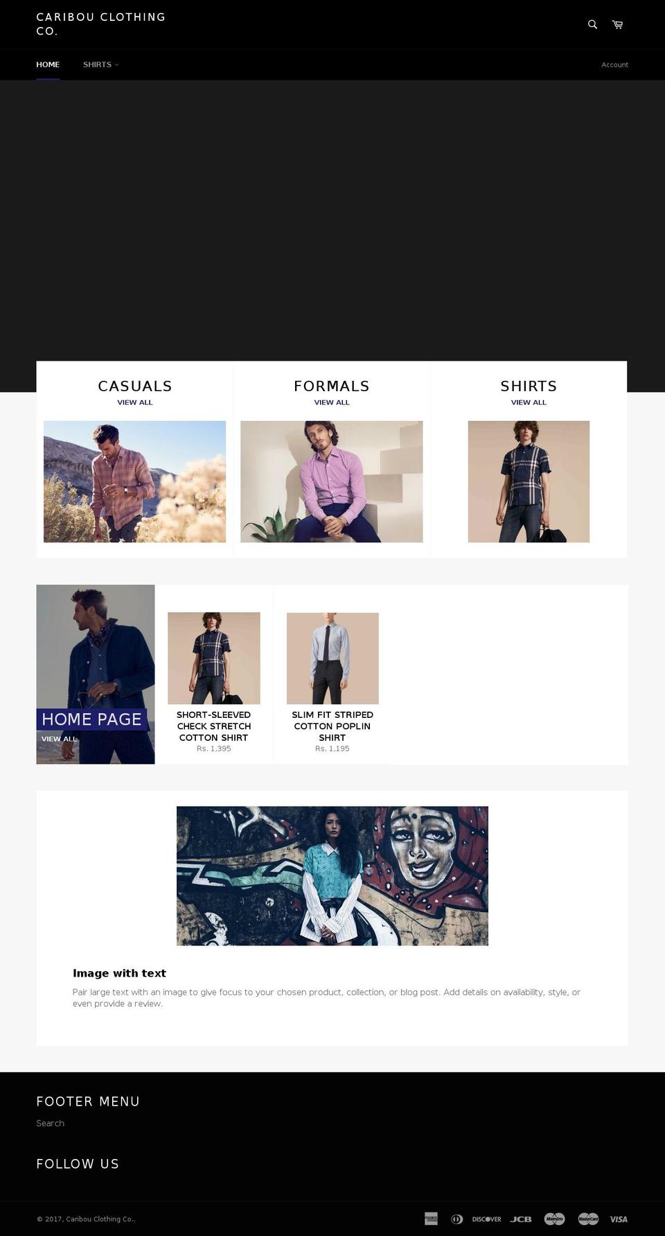 caribouclothing.com shopify website screenshot