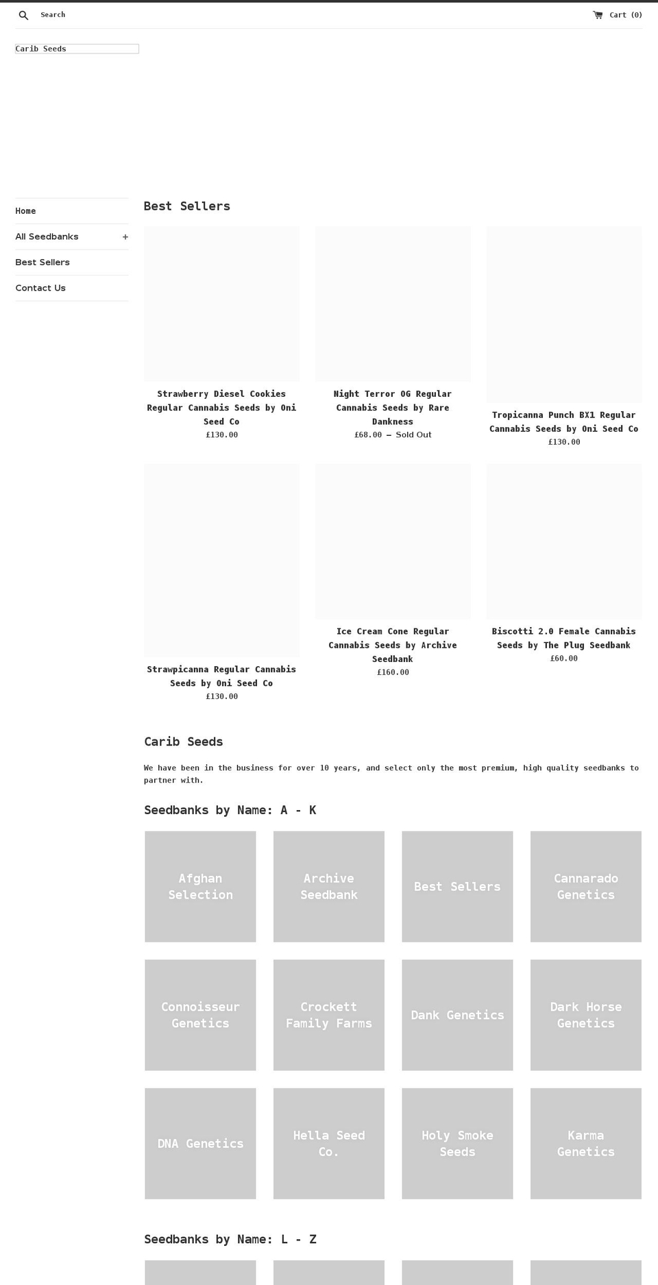 caribseeds.com shopify website screenshot