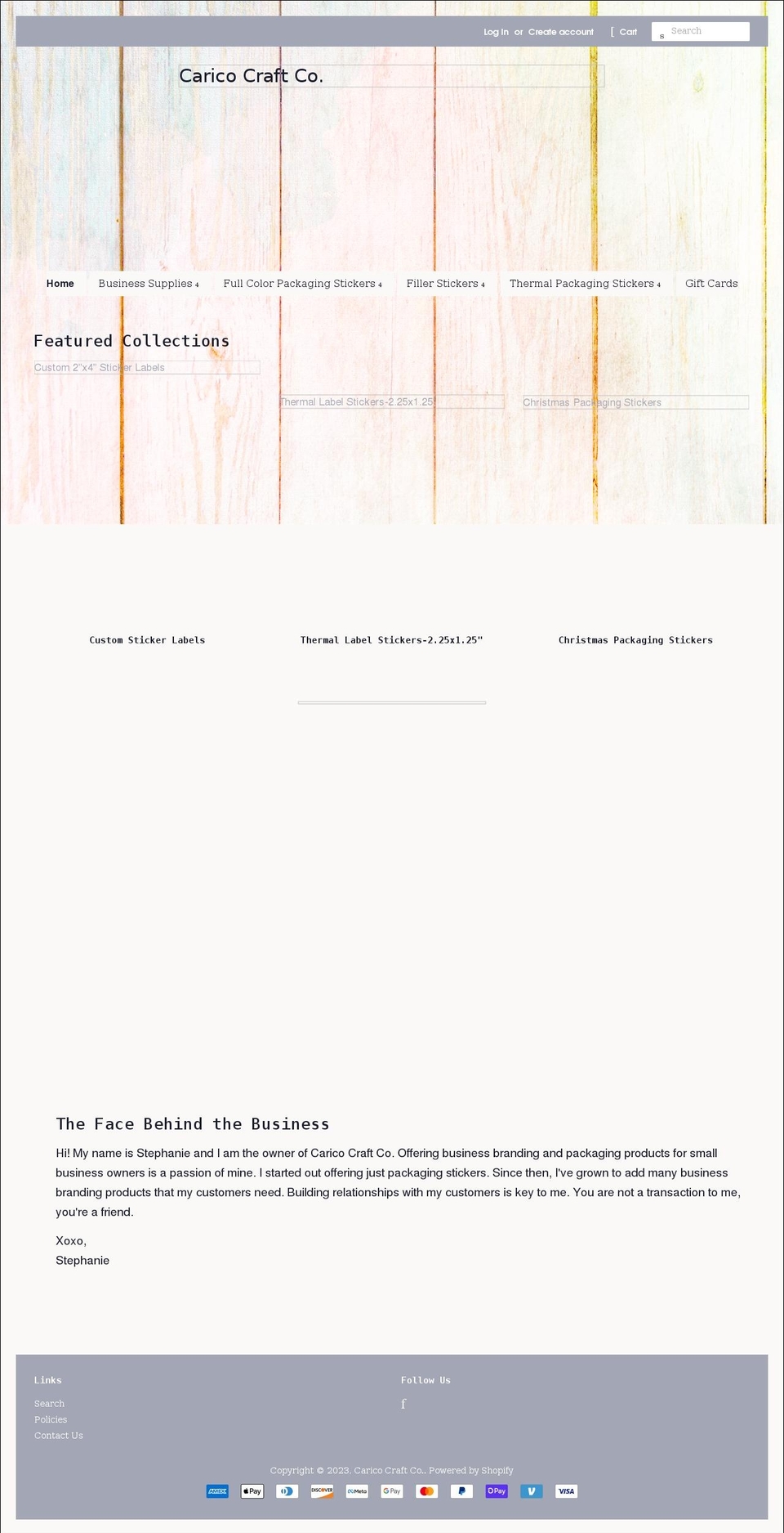 caricocraftco.com shopify website screenshot