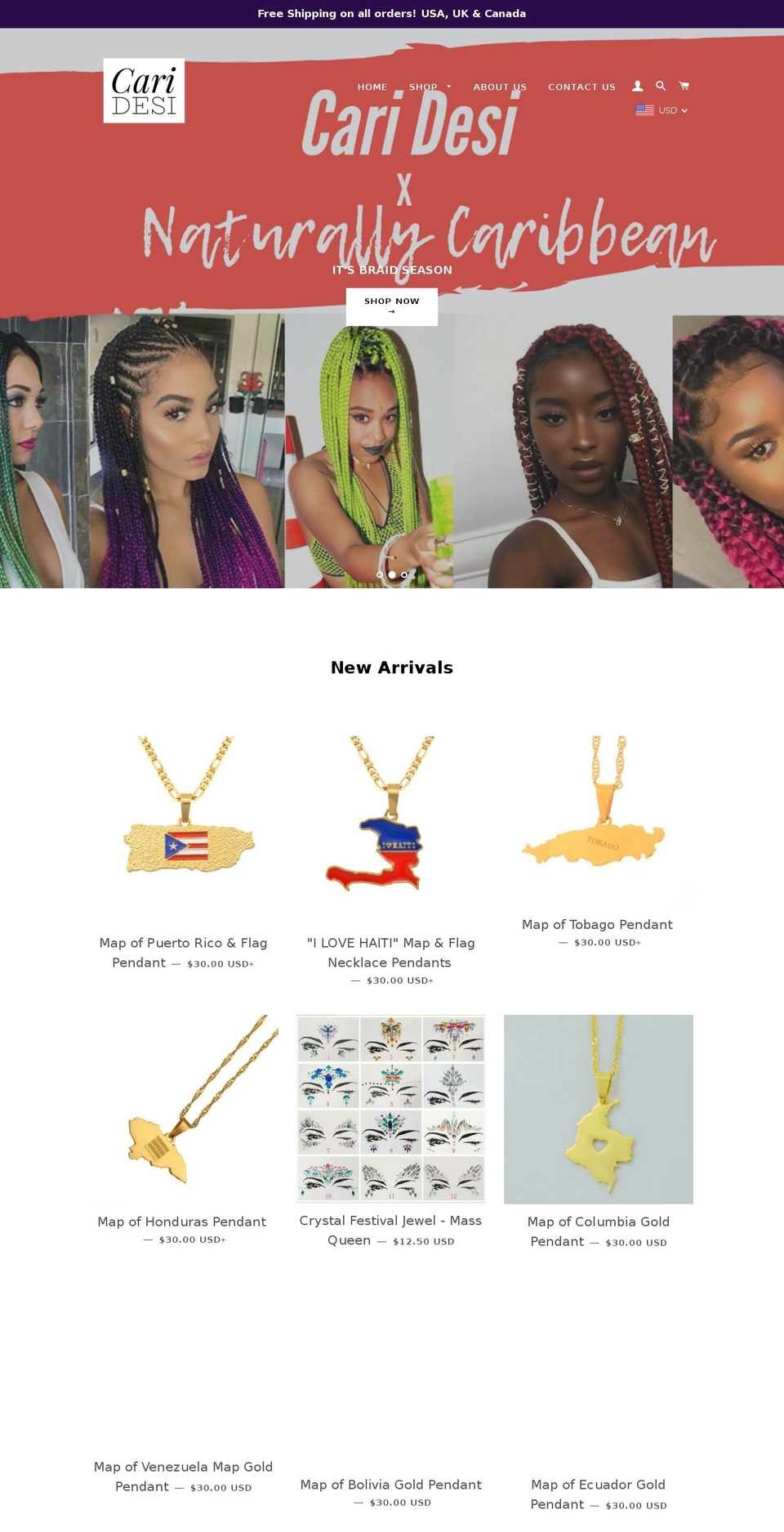 caridesi.com — Shopify storefront screenshot