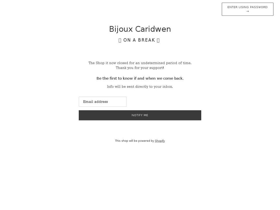 caridwen.ca shopify website screenshot