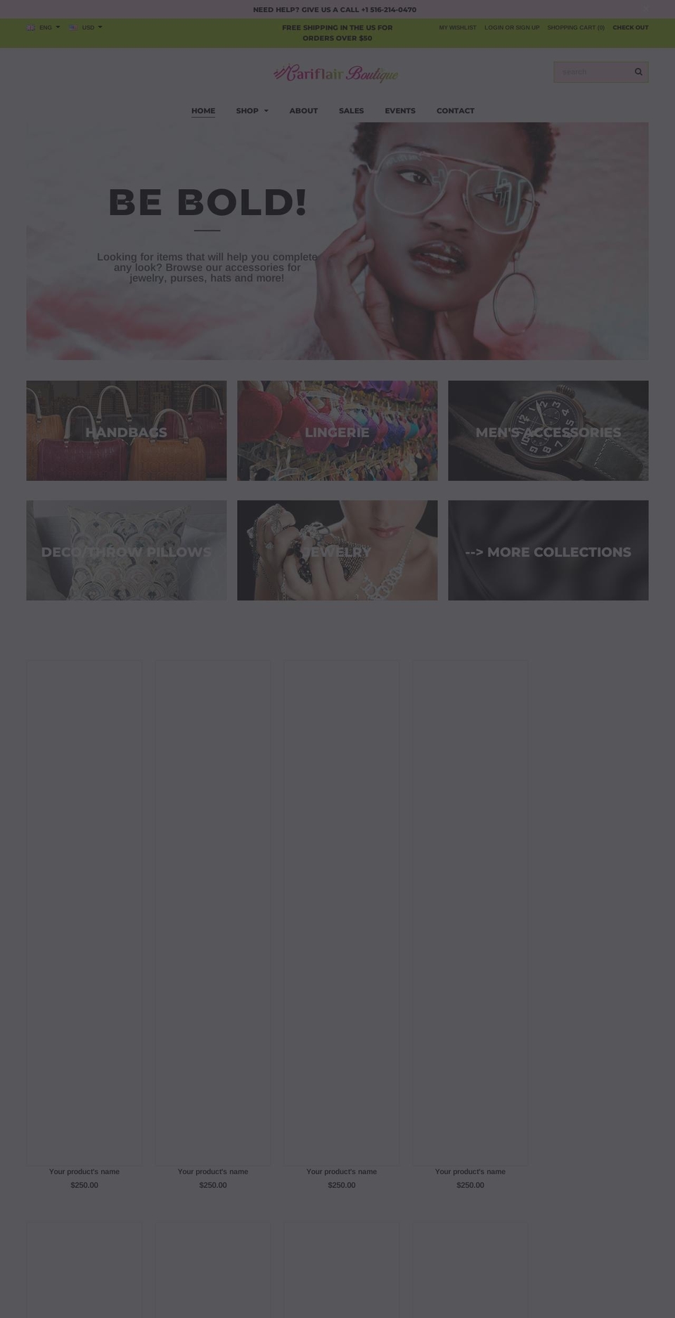 cariflairboutique.com shopify website screenshot