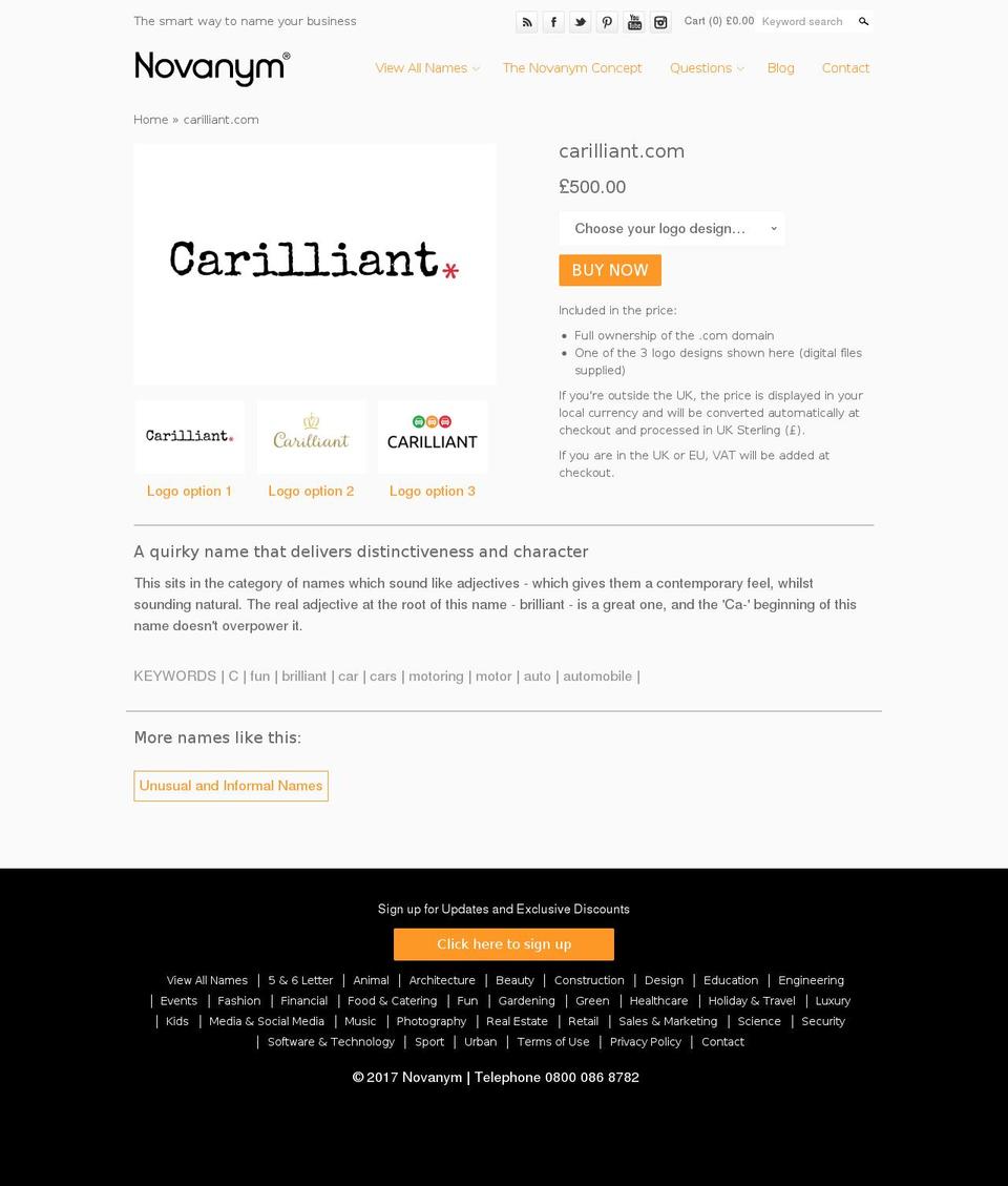 carilliant.com shopify website screenshot