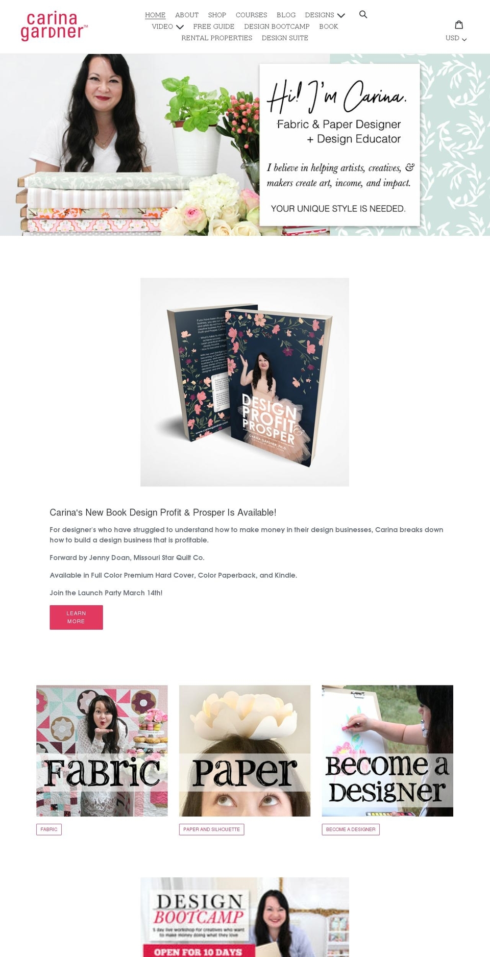carinagardnershop.myshopify.com shopify website screenshot