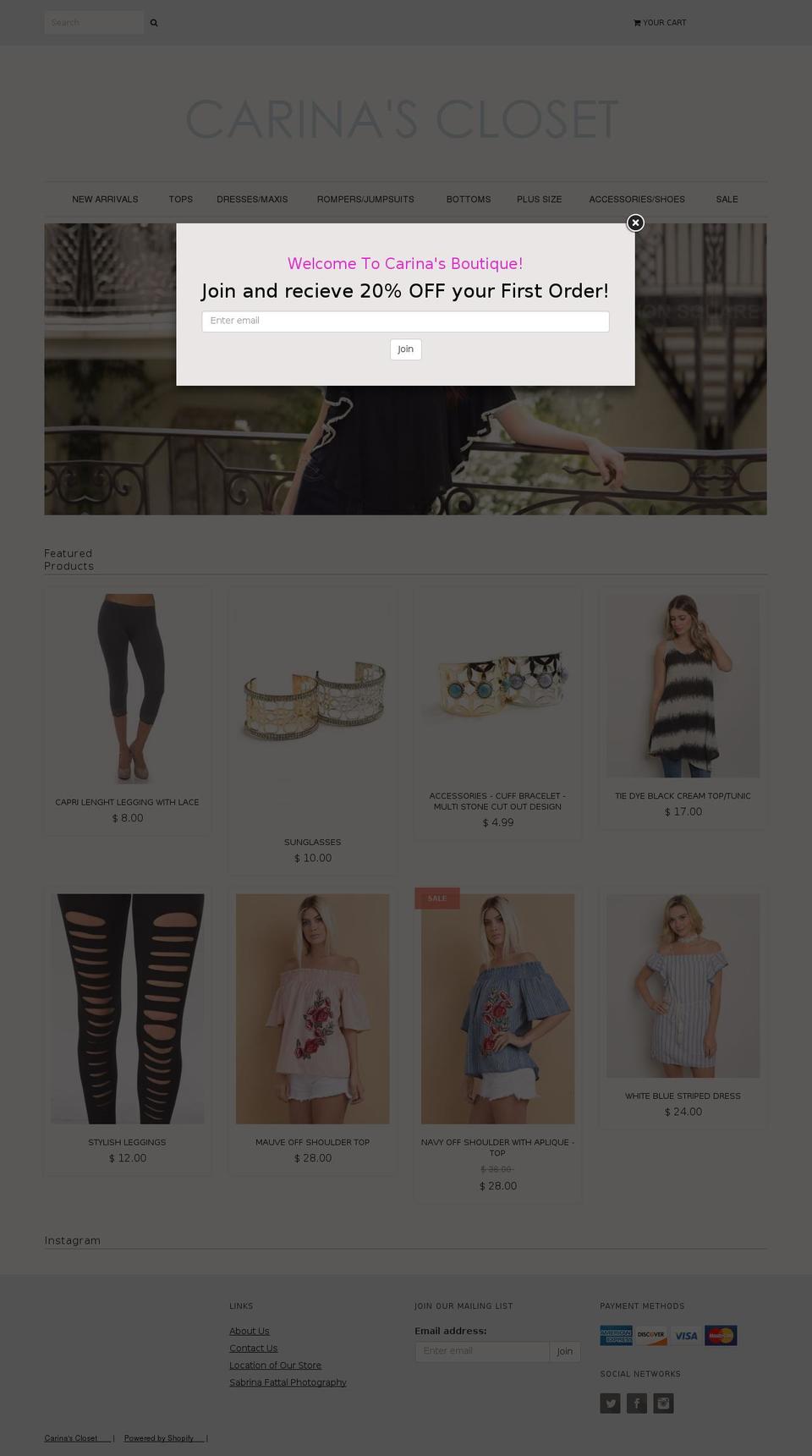 carinascloset.com shopify website screenshot