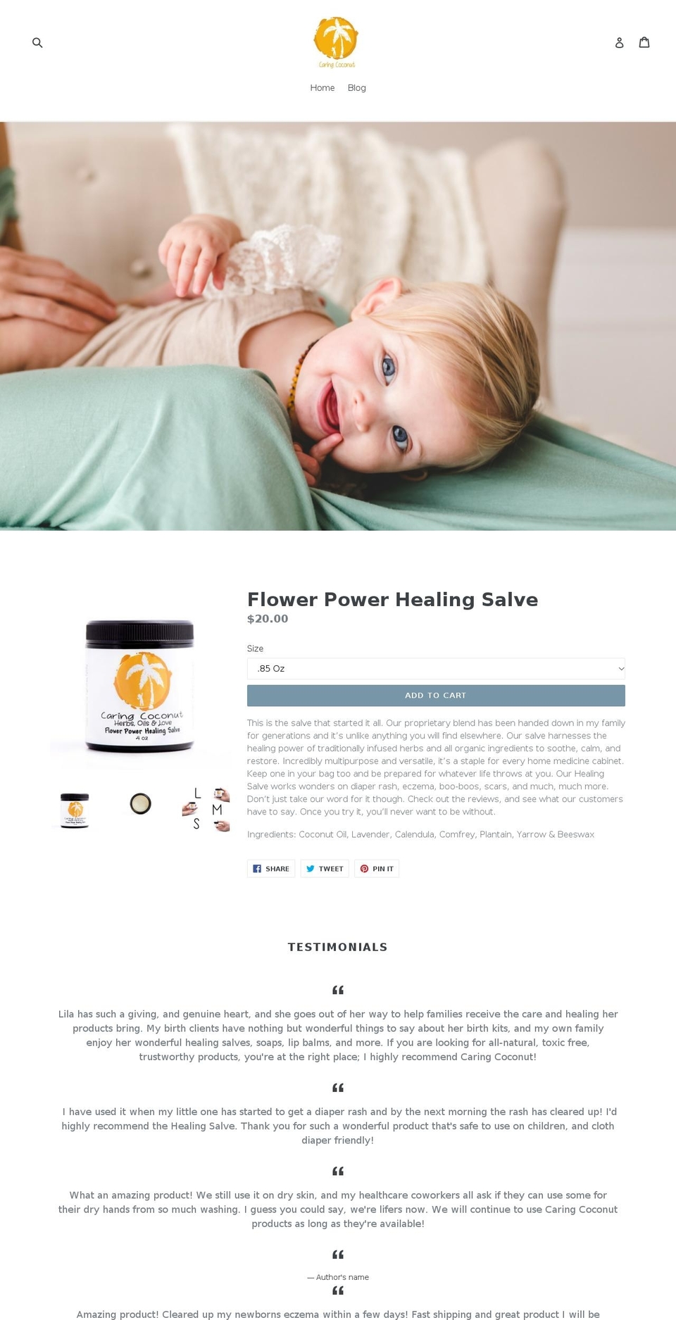 caringcoconut.com shopify website screenshot