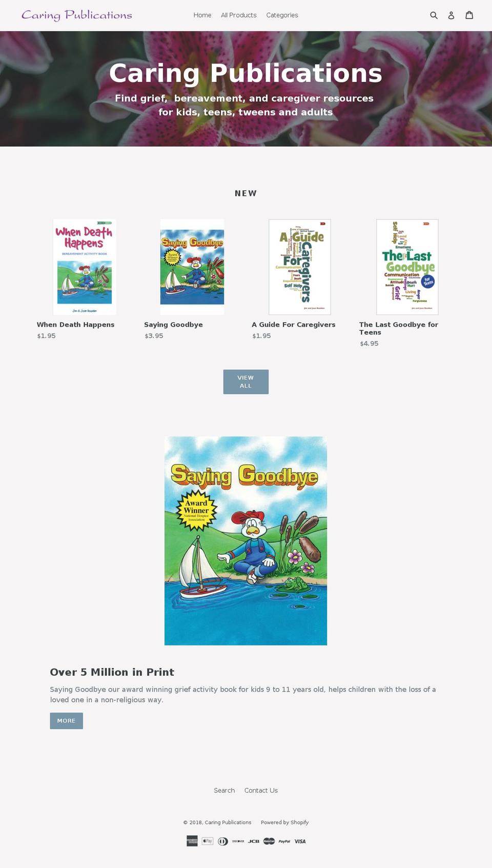 caringpublications.com shopify website screenshot