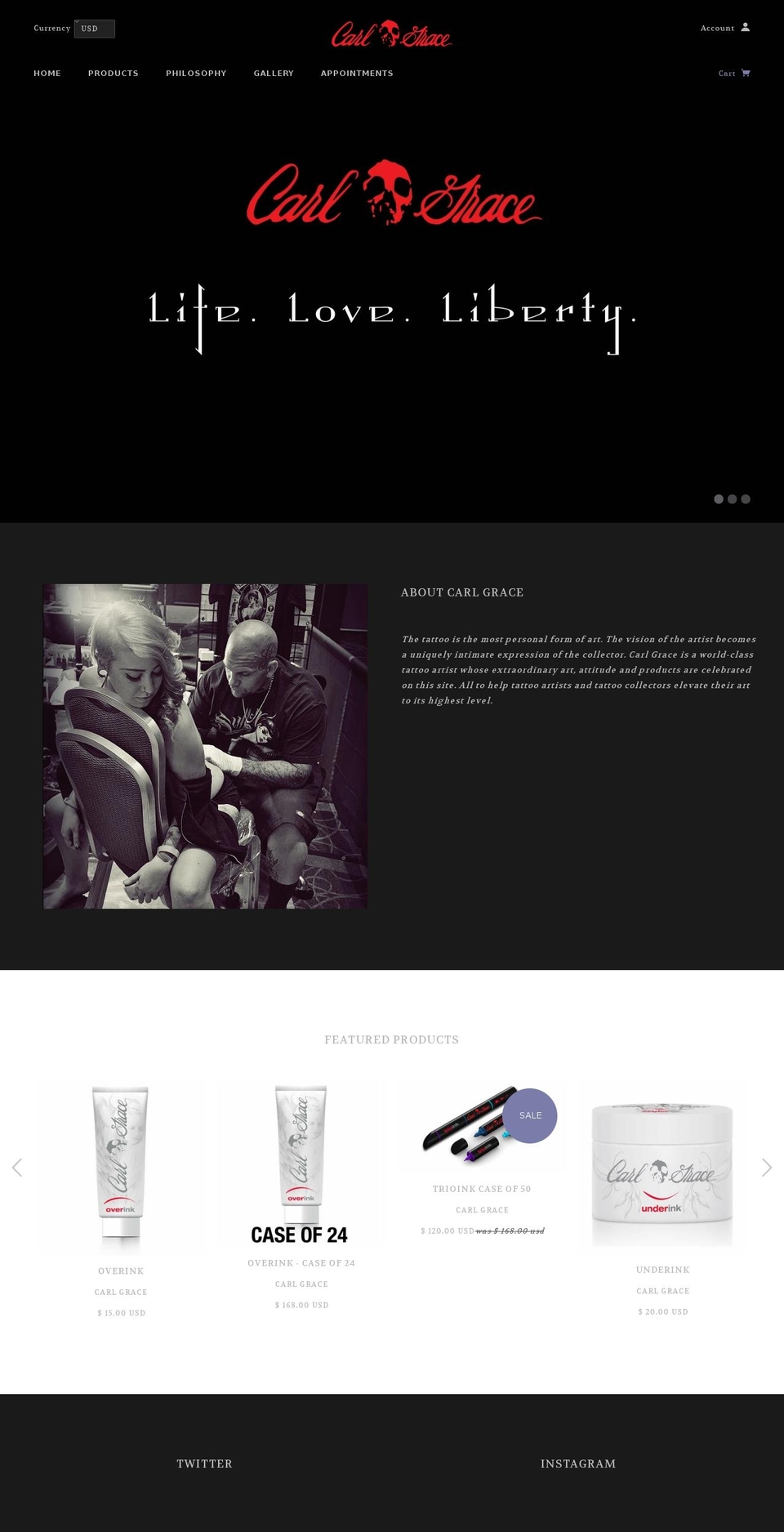 carl-grace.myshopify.com shopify website screenshot