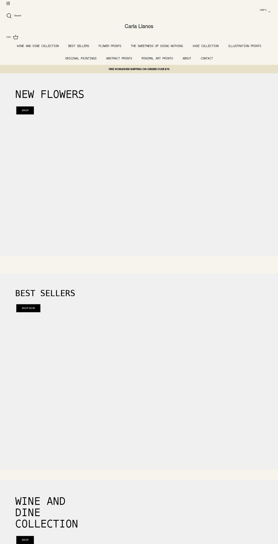 carlallanos.co.uk shopify website screenshot
