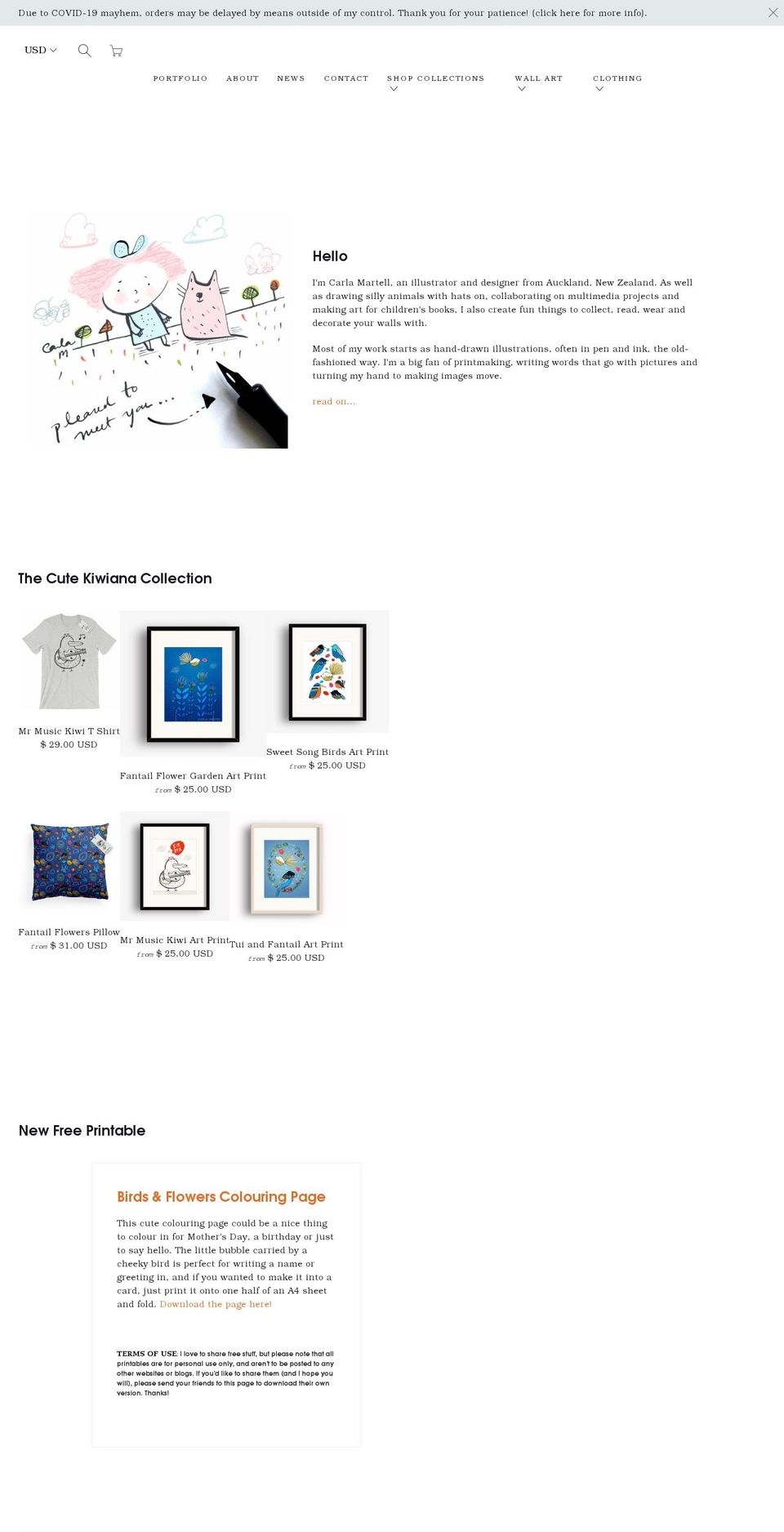 carlamartell.com shopify website screenshot