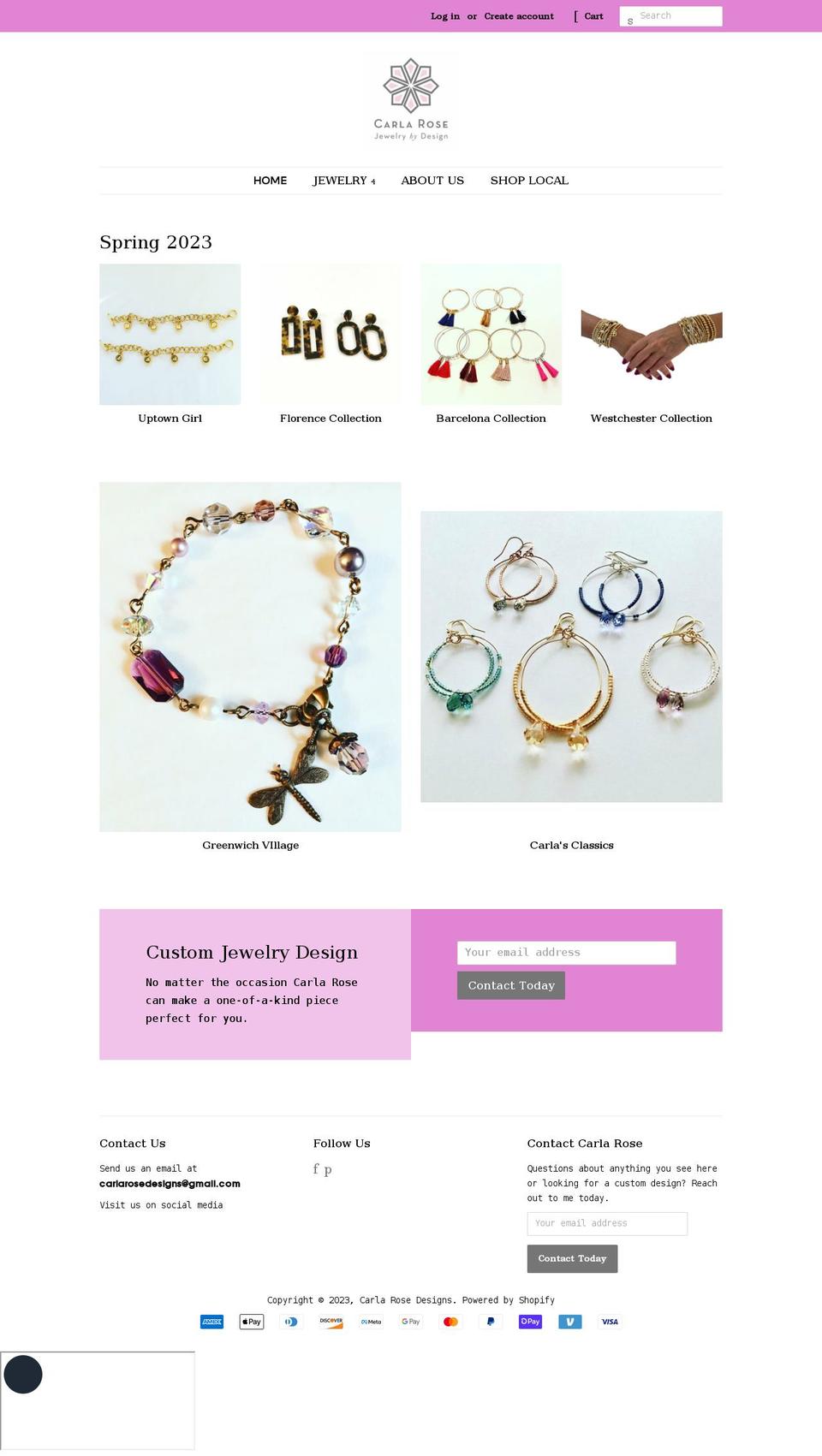 carlarosejewelry.com shopify website screenshot